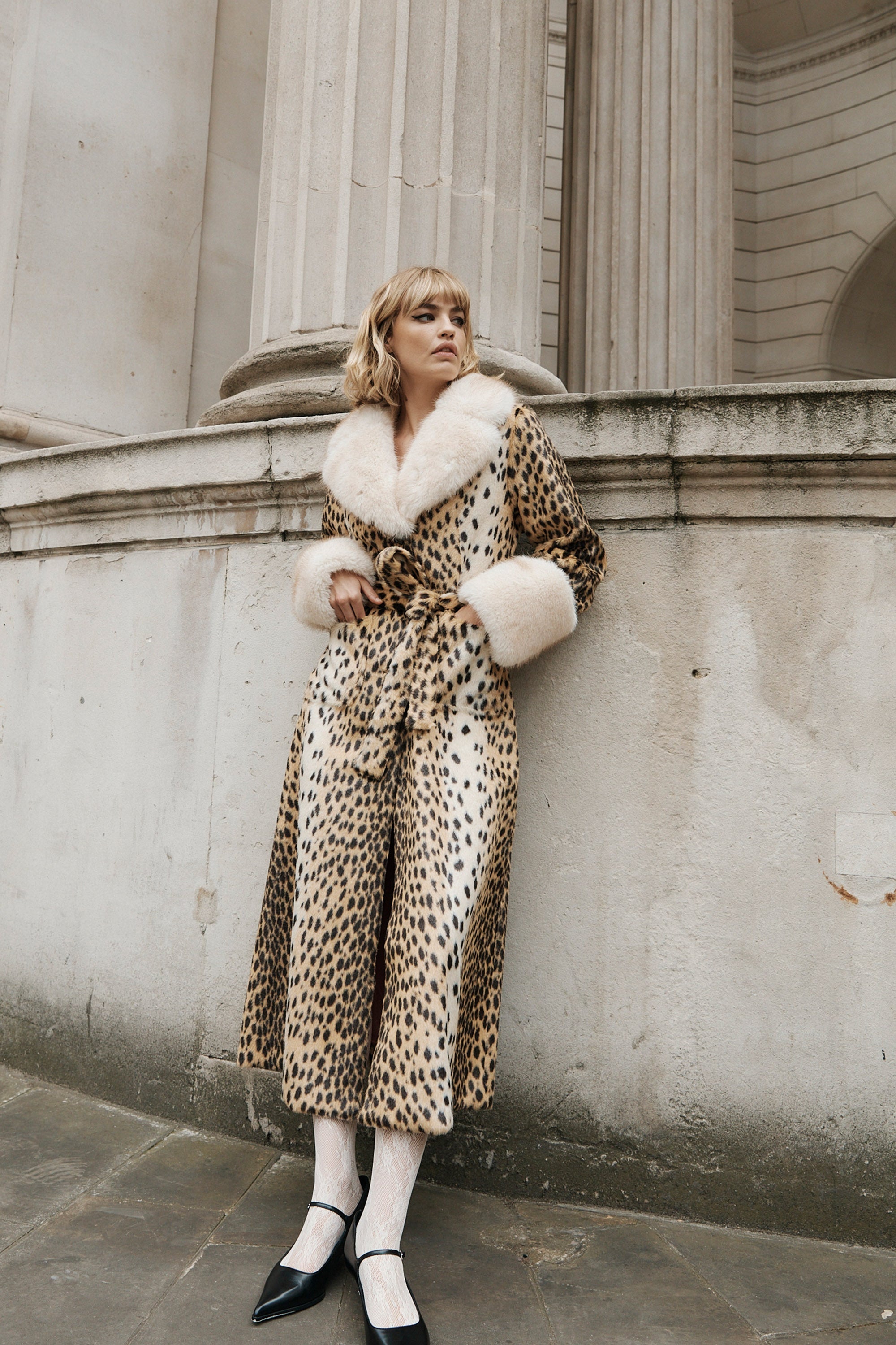 leopard print faux fur coat at macbees ireland
