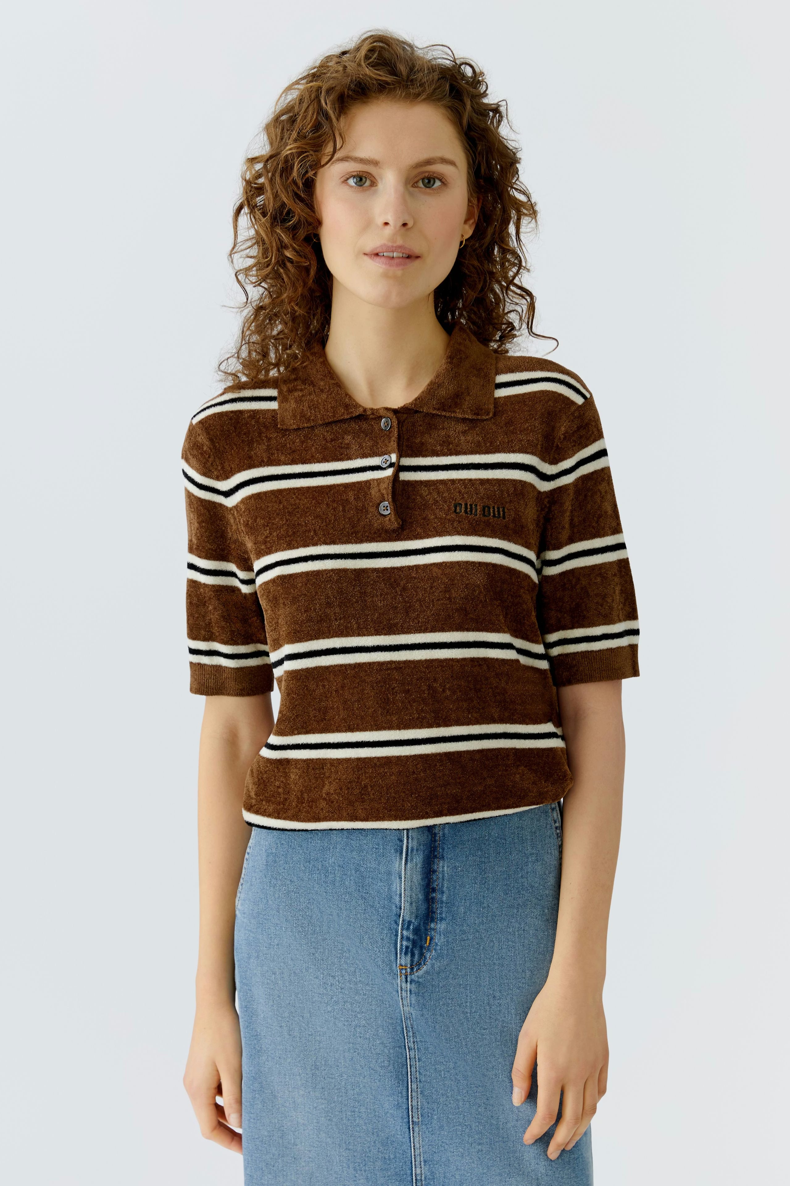 OUI BROWN KNIT POLO 96760 126