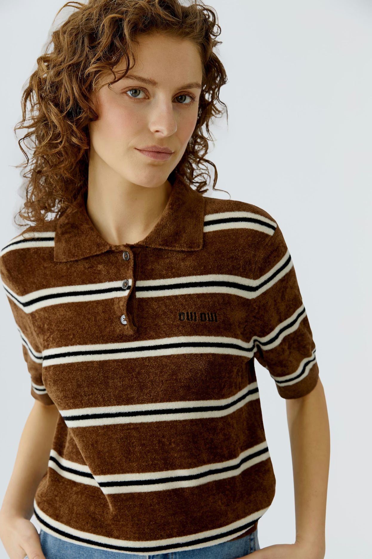 OUI BROWN KNIT POLO 96760 126