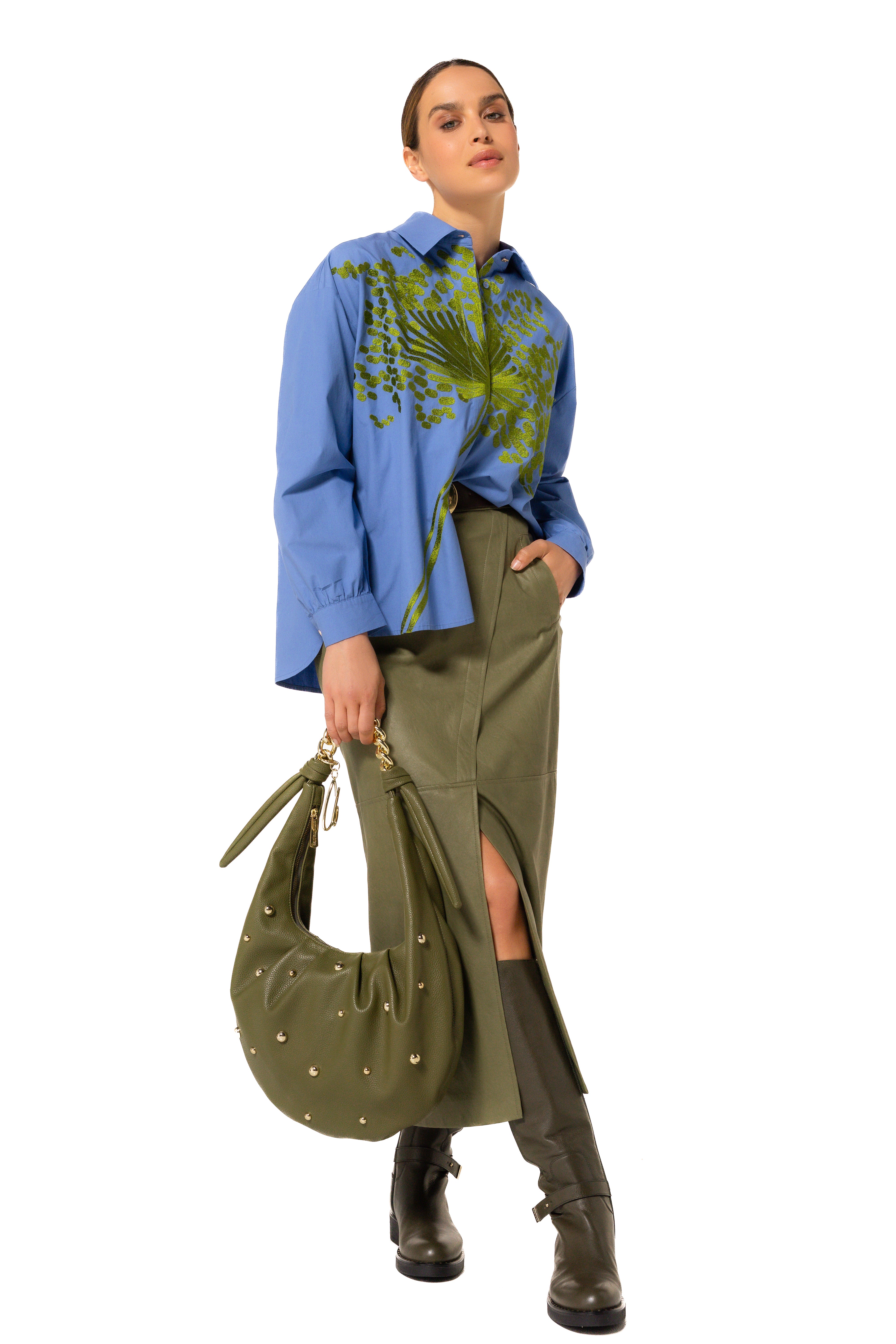 CAROLINE BISS BLUE EMBROIDERED SHIRT 4623 225