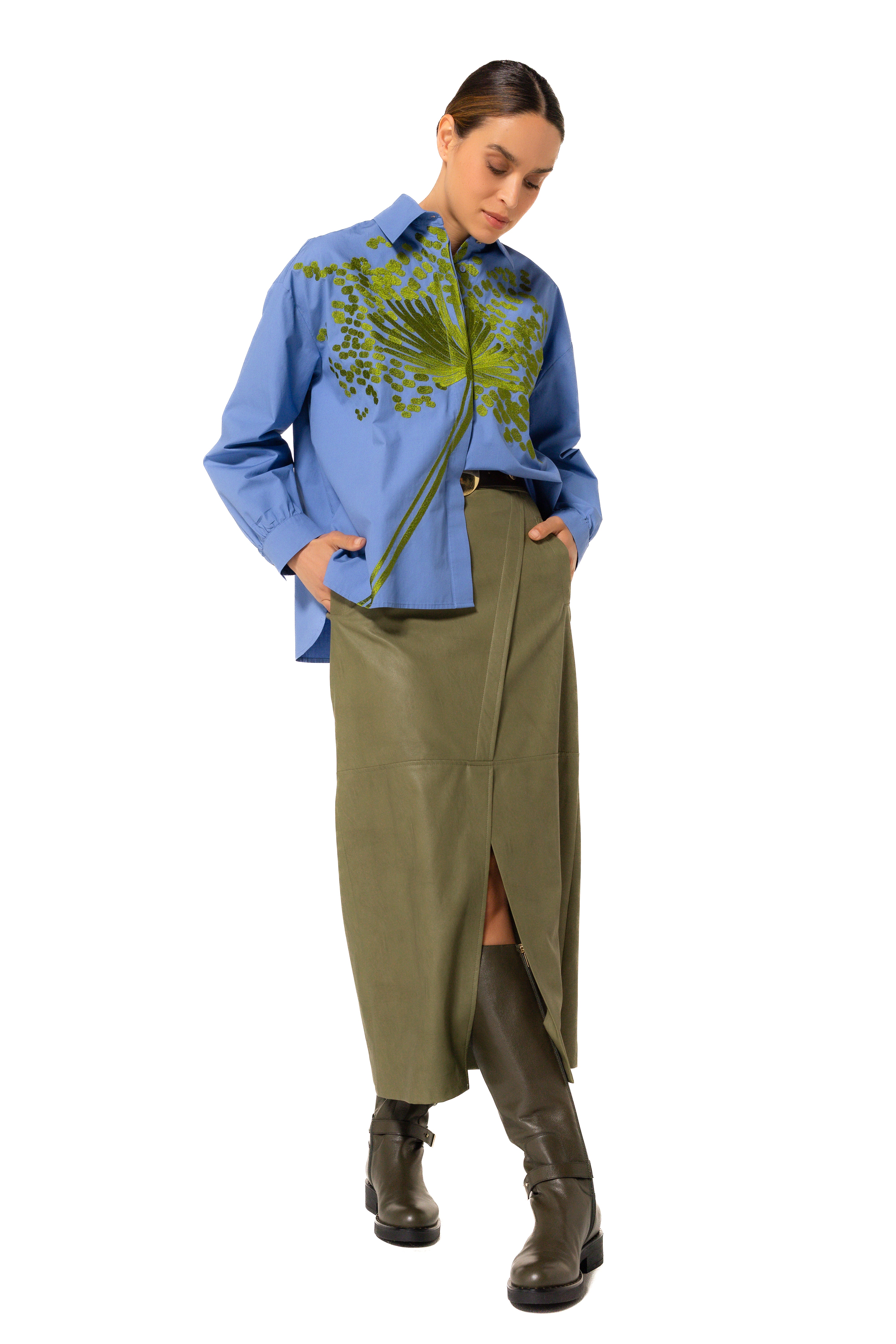 CAROLINE BISS BLUE EMBROIDERED SHIRT 4623 225