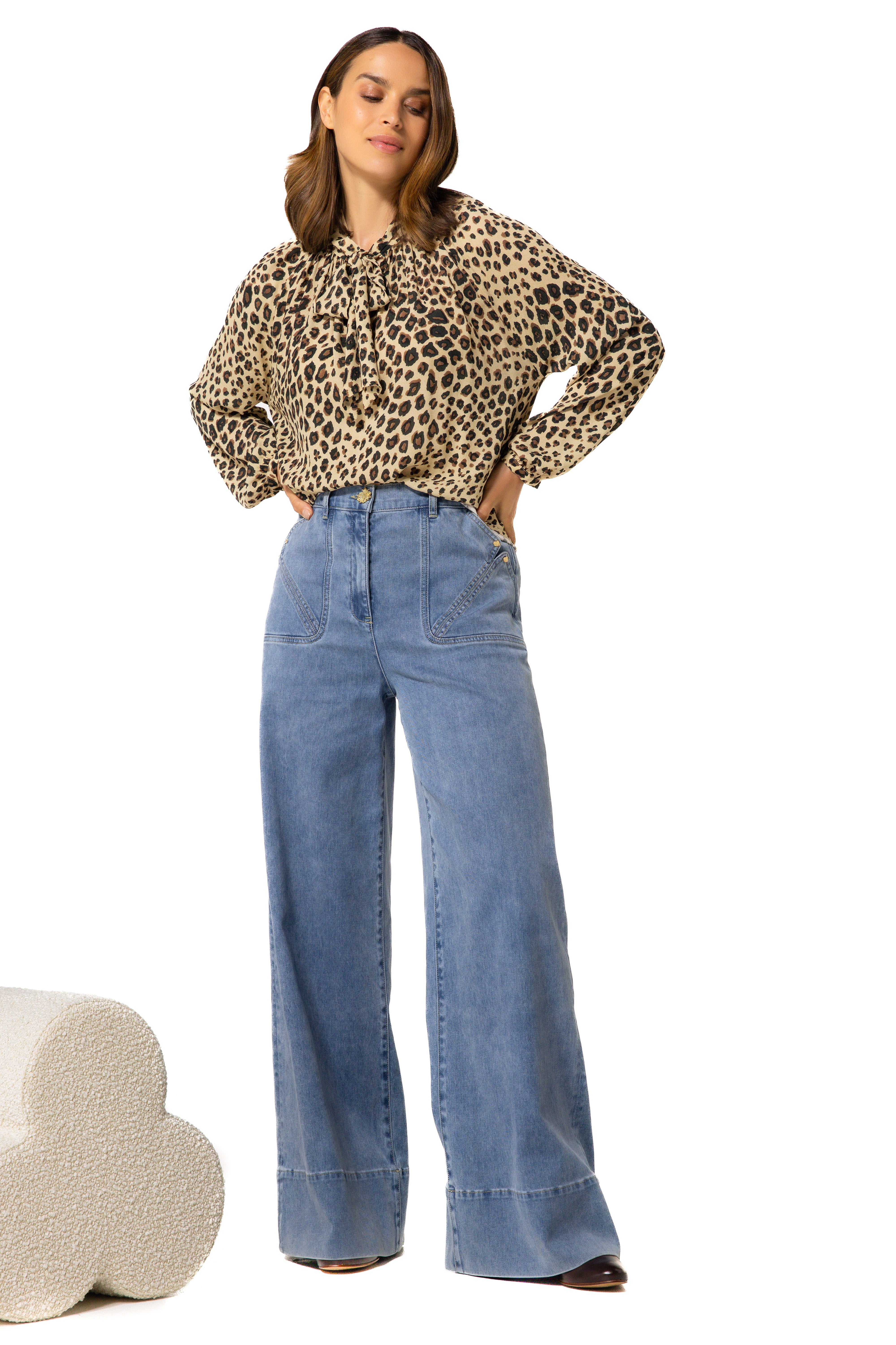 CAROLINE BISS ANIMAL BOW DETAILED BLOUSE 4698 225