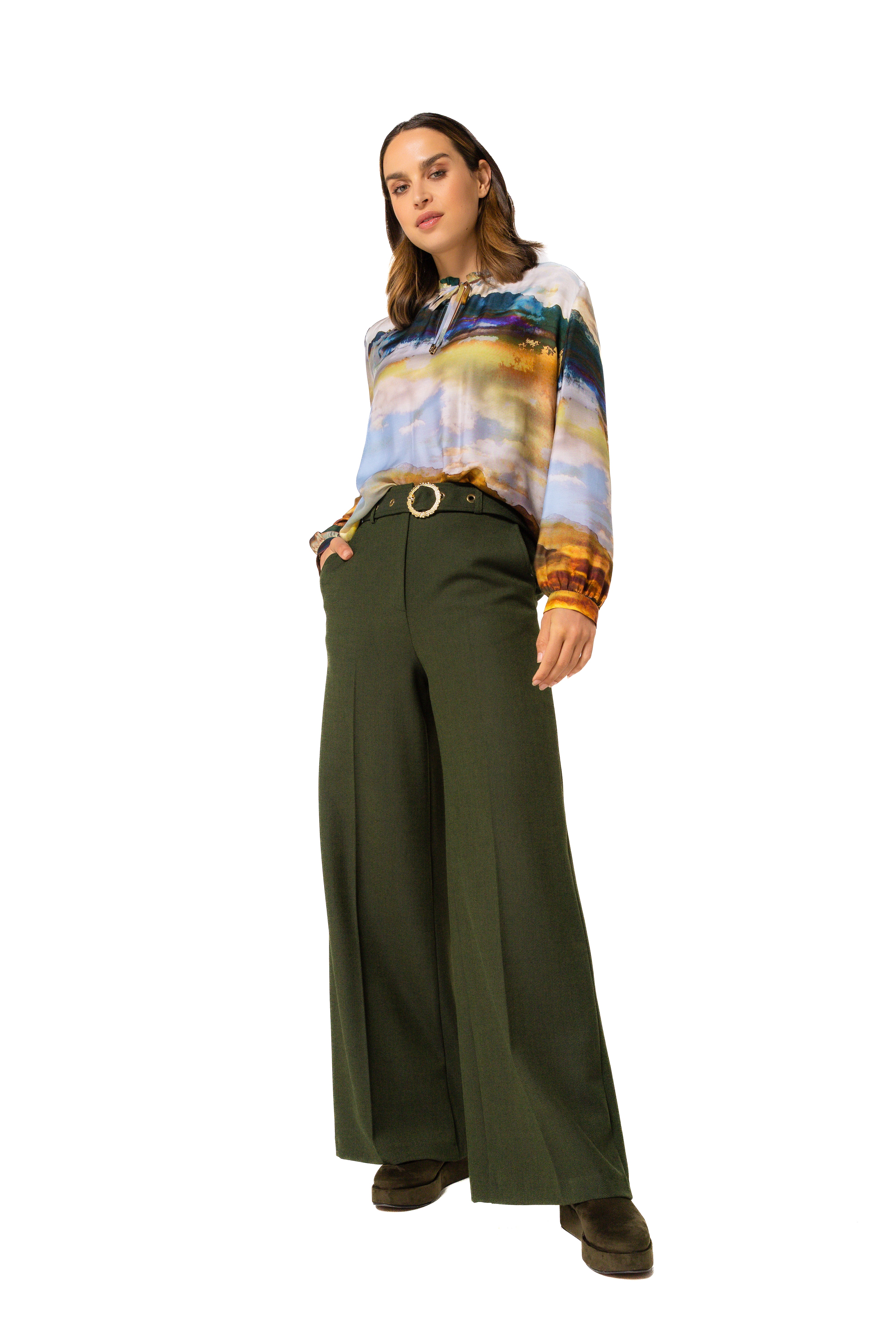 CAROLINE BISS PINE LANDSCAPE PRINT BLOUSE 4616 225