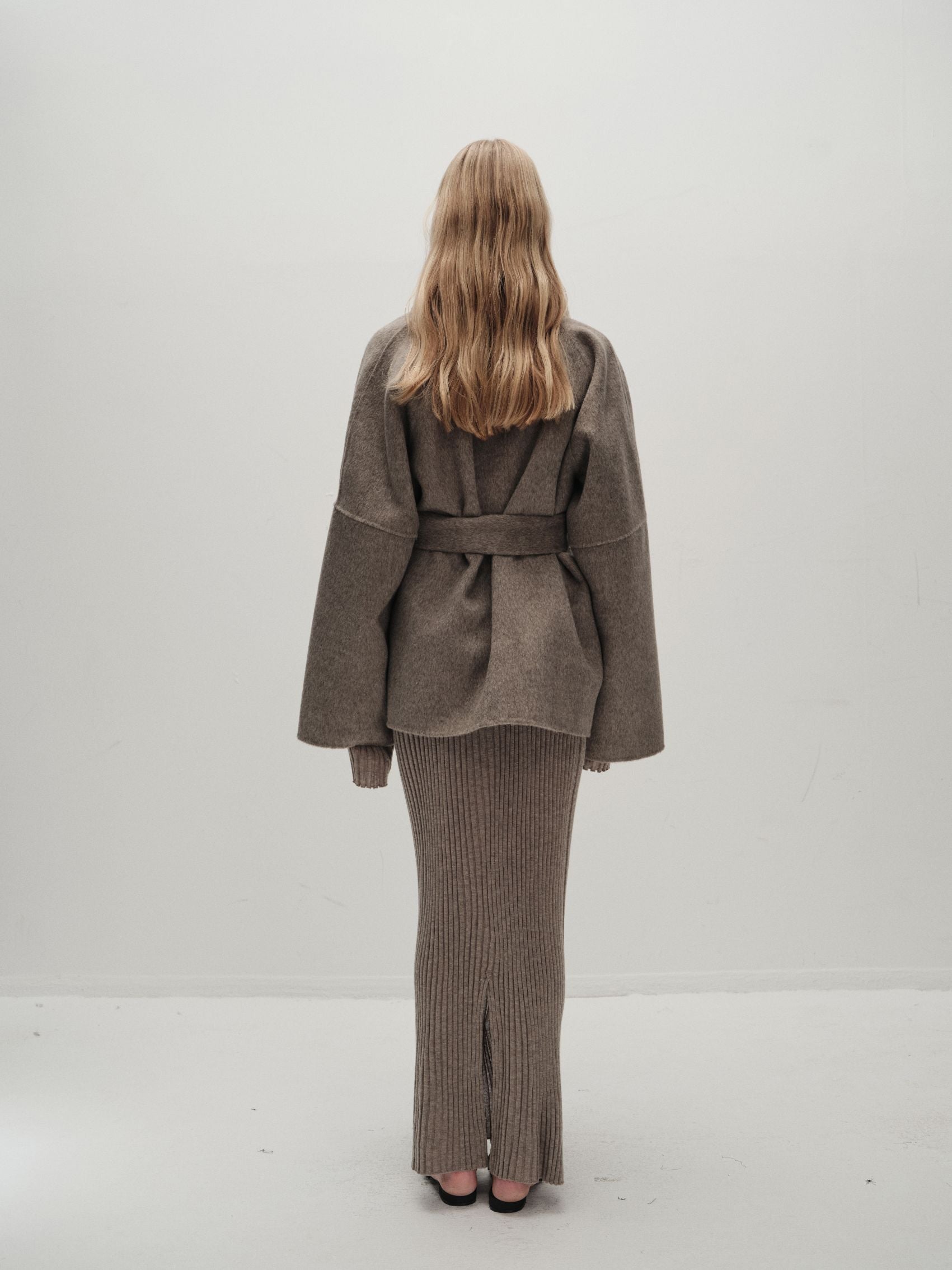 VIKTORIA CHAN JULIET MOCHA MIDI BELTED JACKET 225