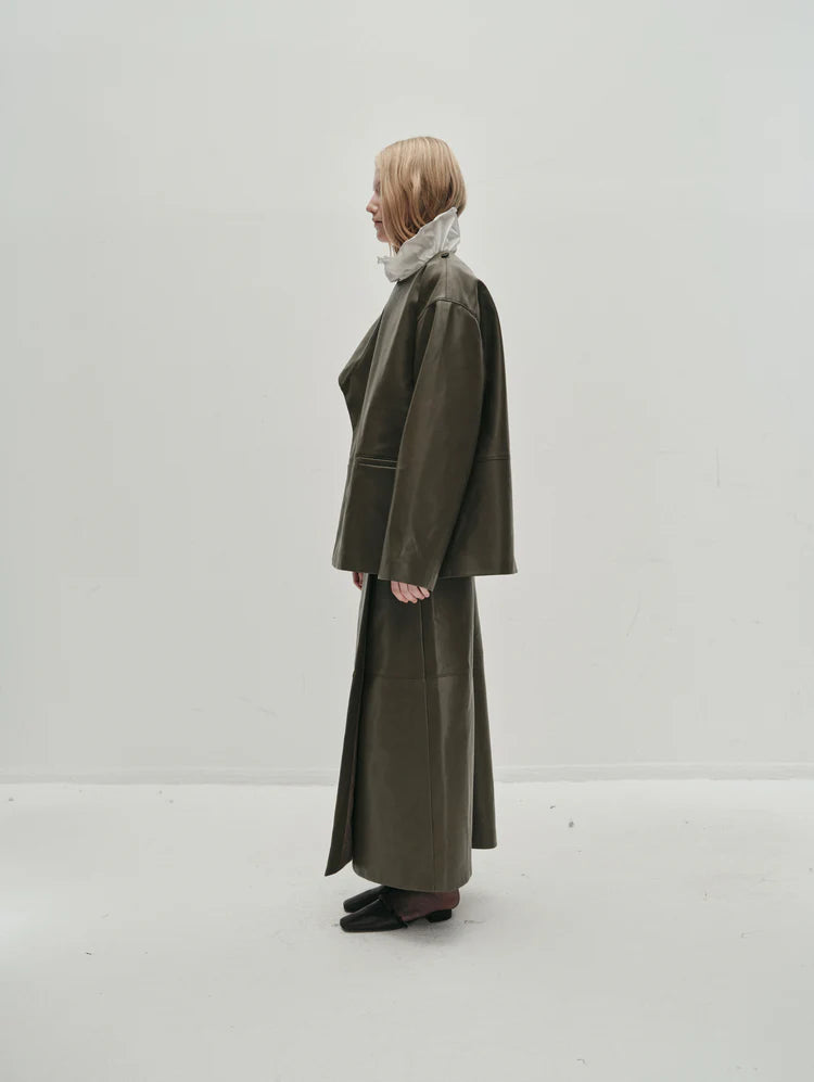 VIKTORIA CHAN ARAKI GREEN LEATHER SKIRT 225