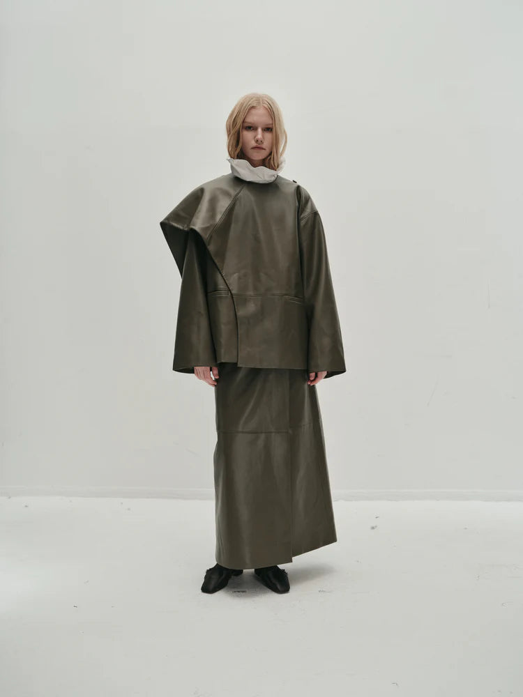 VIKTORIA CHAN ARAKI GREEN LEATHER SKIRT 225