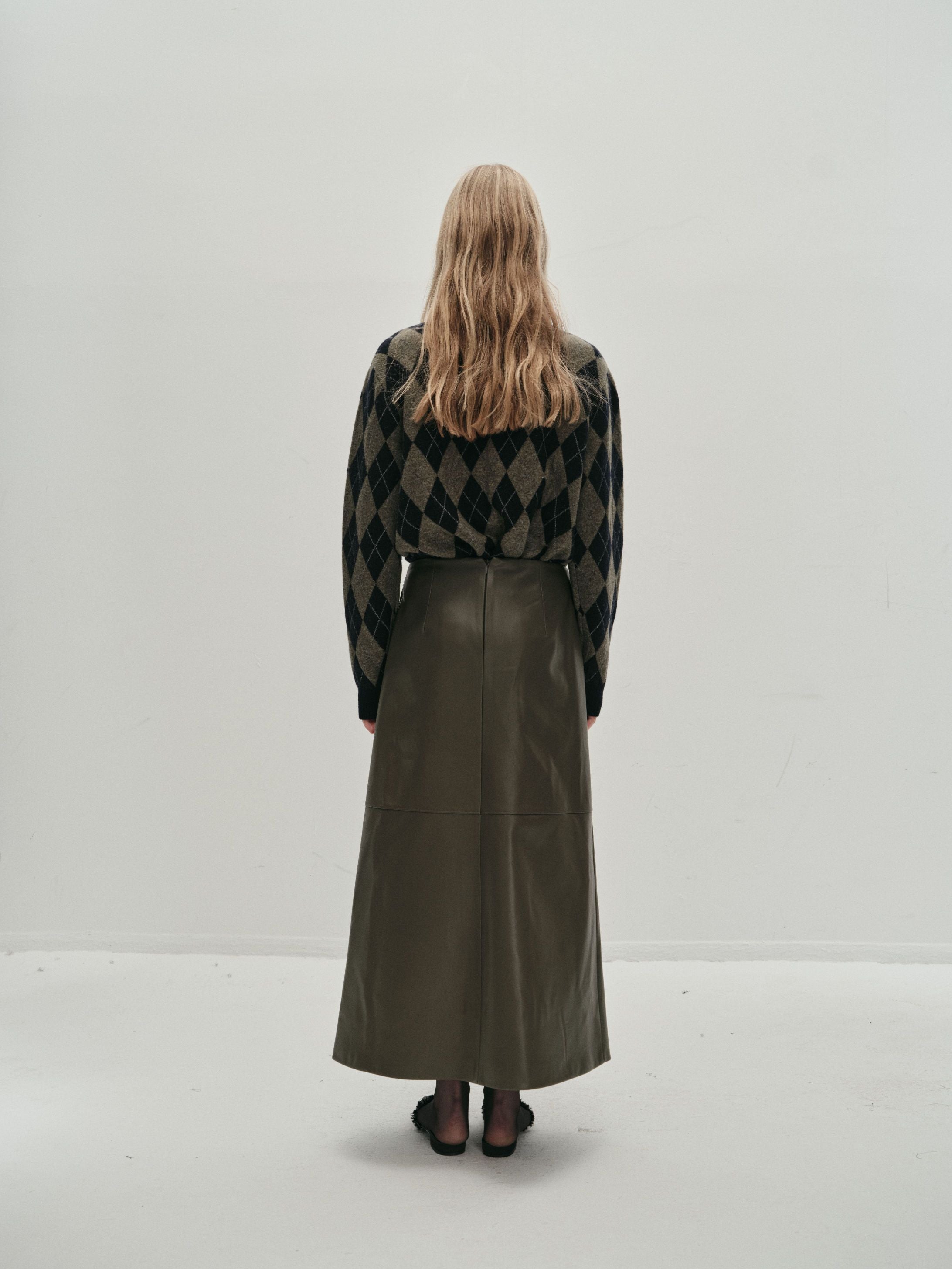 VIKTORIA CHAN ARAKI KHAKI CHECKED KNIT 225