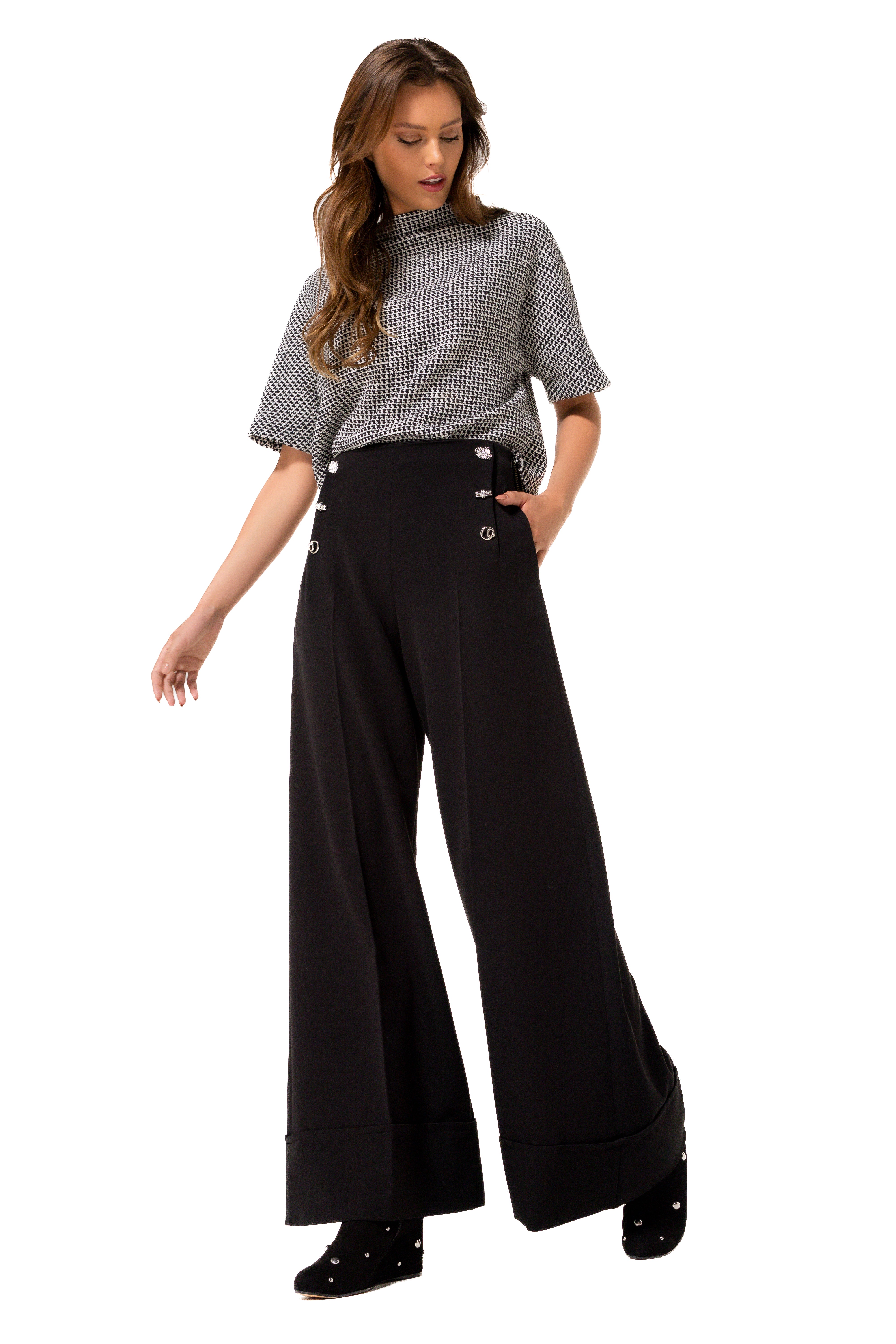 CAROLINE BISS BLACK HIGH WAISTED TROUSERS AT MACBEES