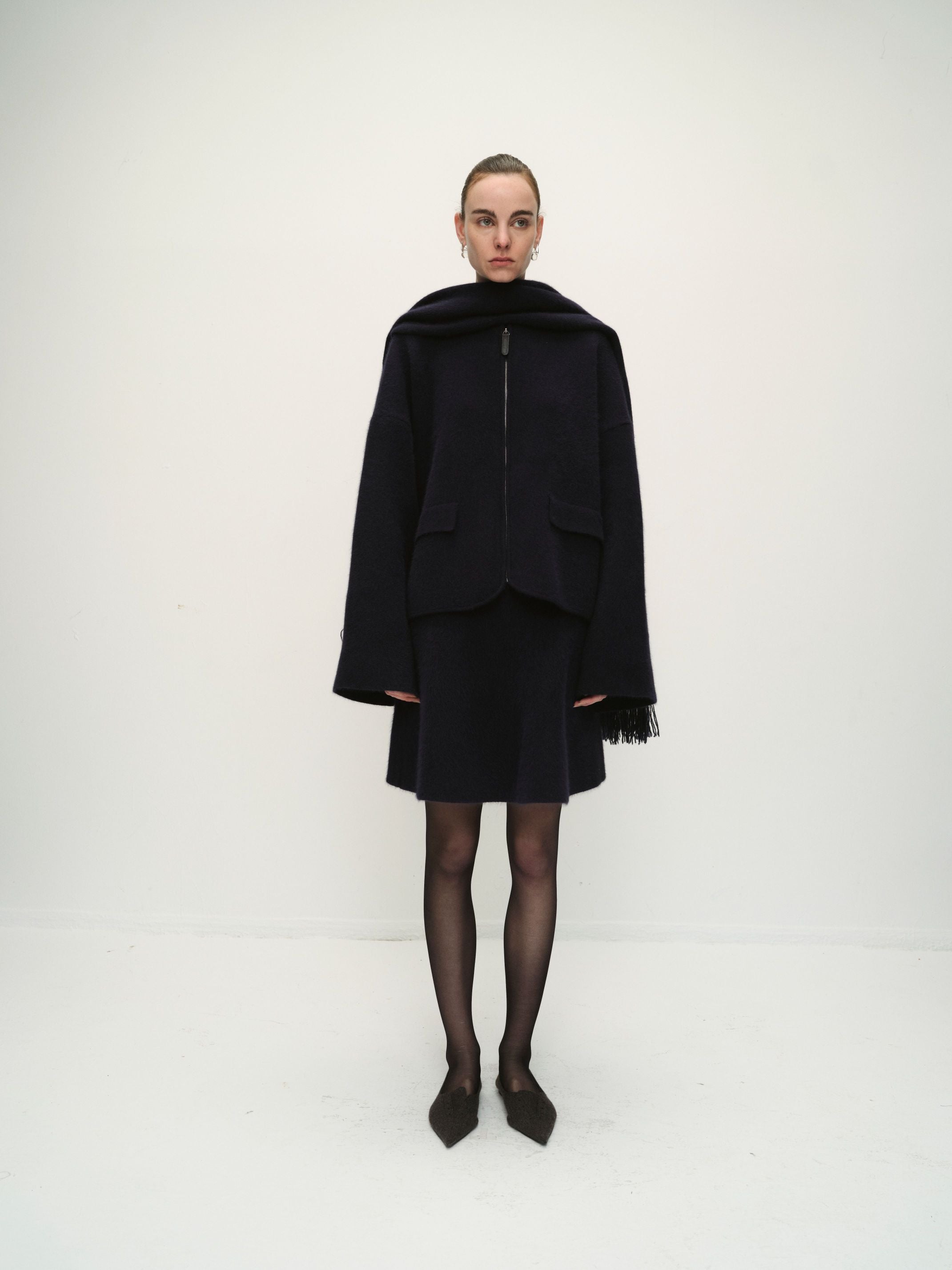 VIKTORIA CHAN CAPRI NAVY ZIP OVERSIZED CARDIGAN 225