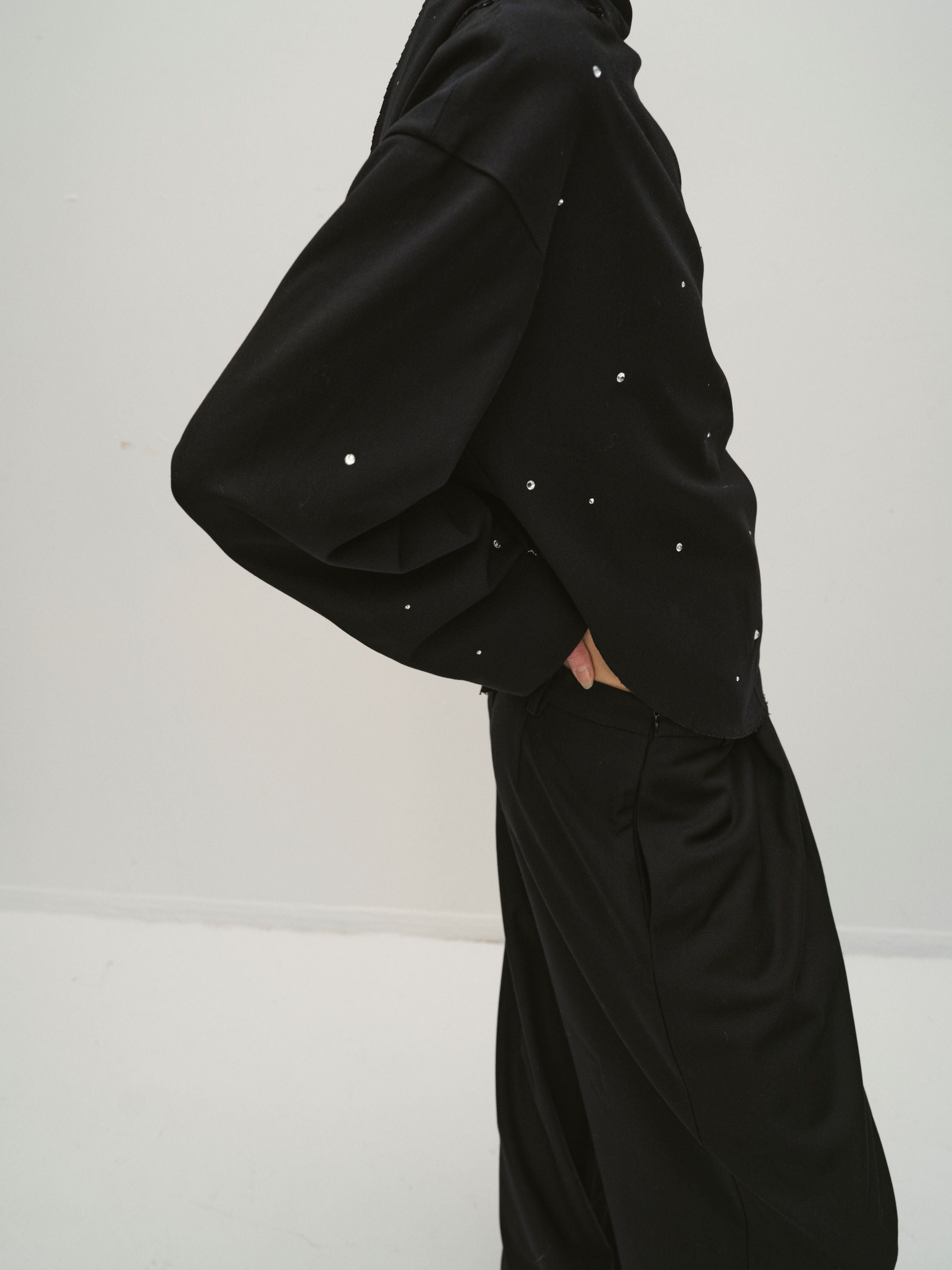 VIKTORIA CHAN COSMO NAVY EMBELLISHED TOP 225