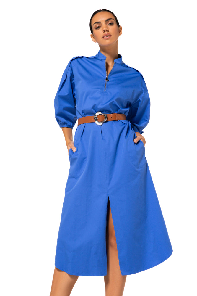 CAROLINE BISS BLUE BELTED DRESS 1127 126