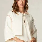 FEE G CREAM PEARL TRIM JACKET 606B131NANCY 126