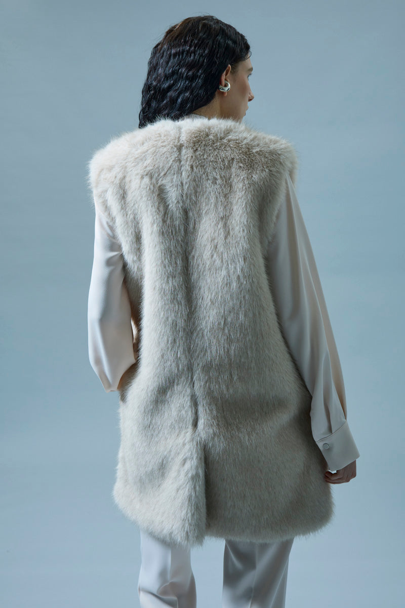 ICONA CREAM FAUX GUR GILET RI5LE013 225