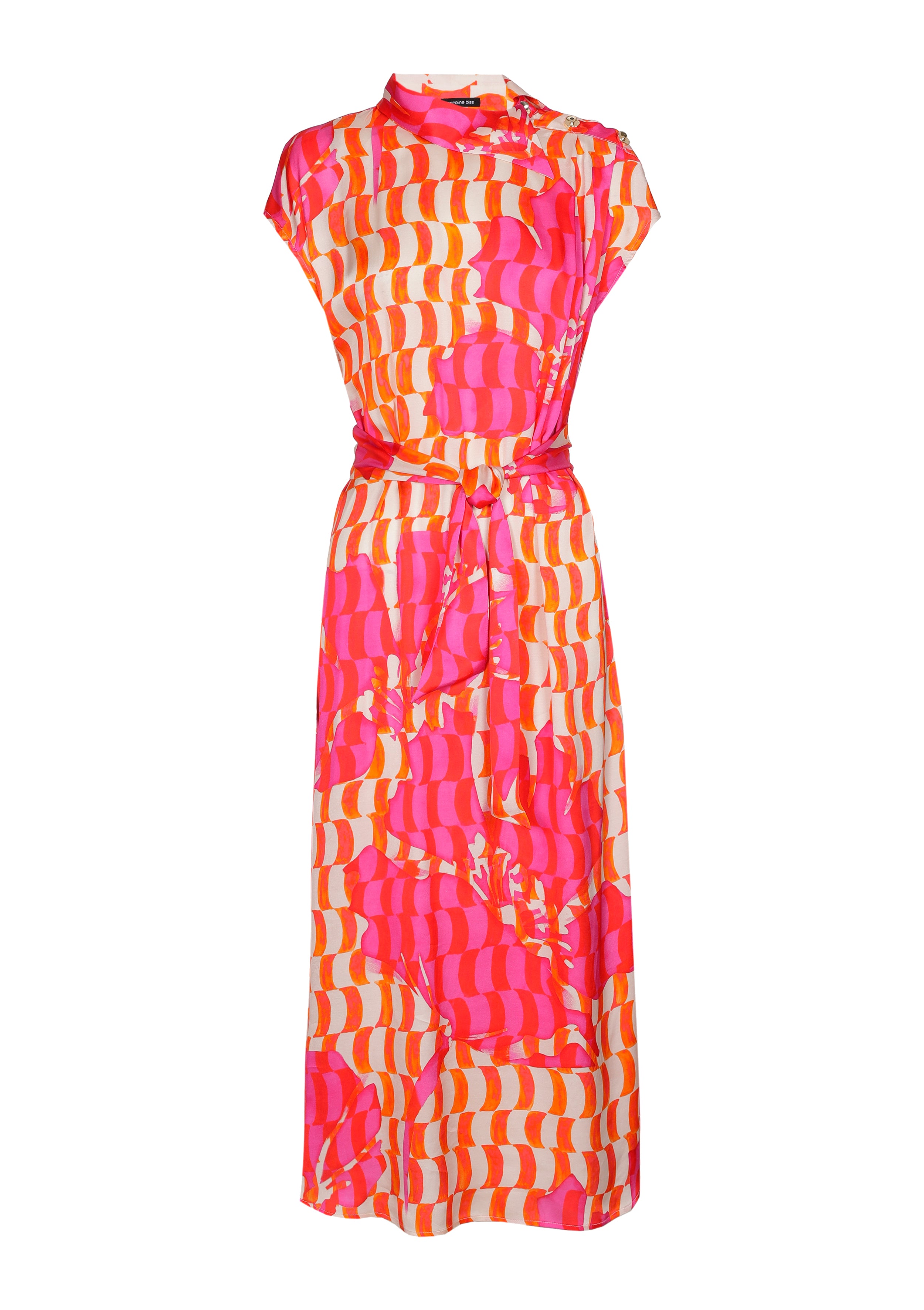 CAROLINE BISS PINK SATIN PRINT DRESS 1157 126