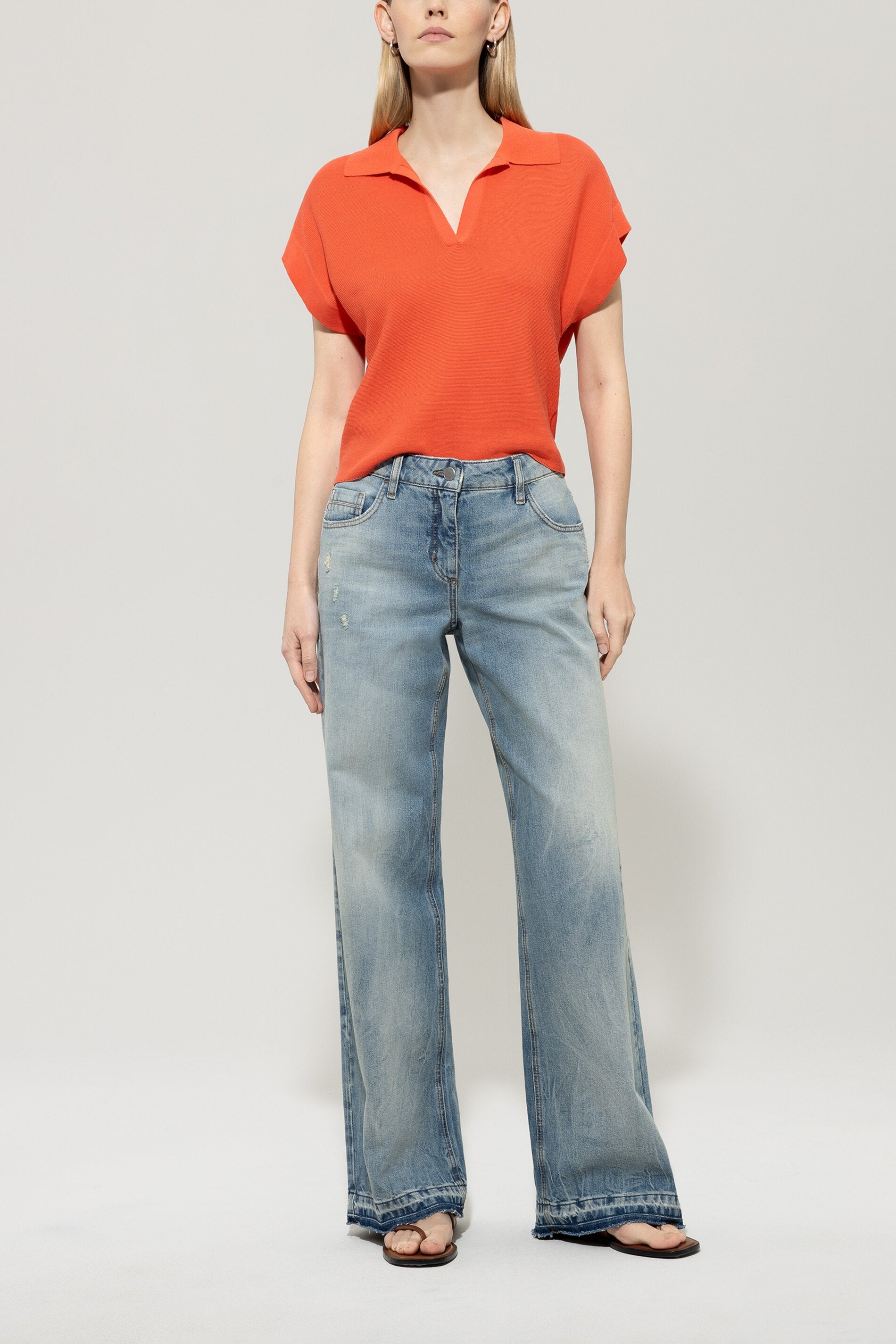 LUISA CERANO CORAL COTTON POLO SHIRT 118637 125