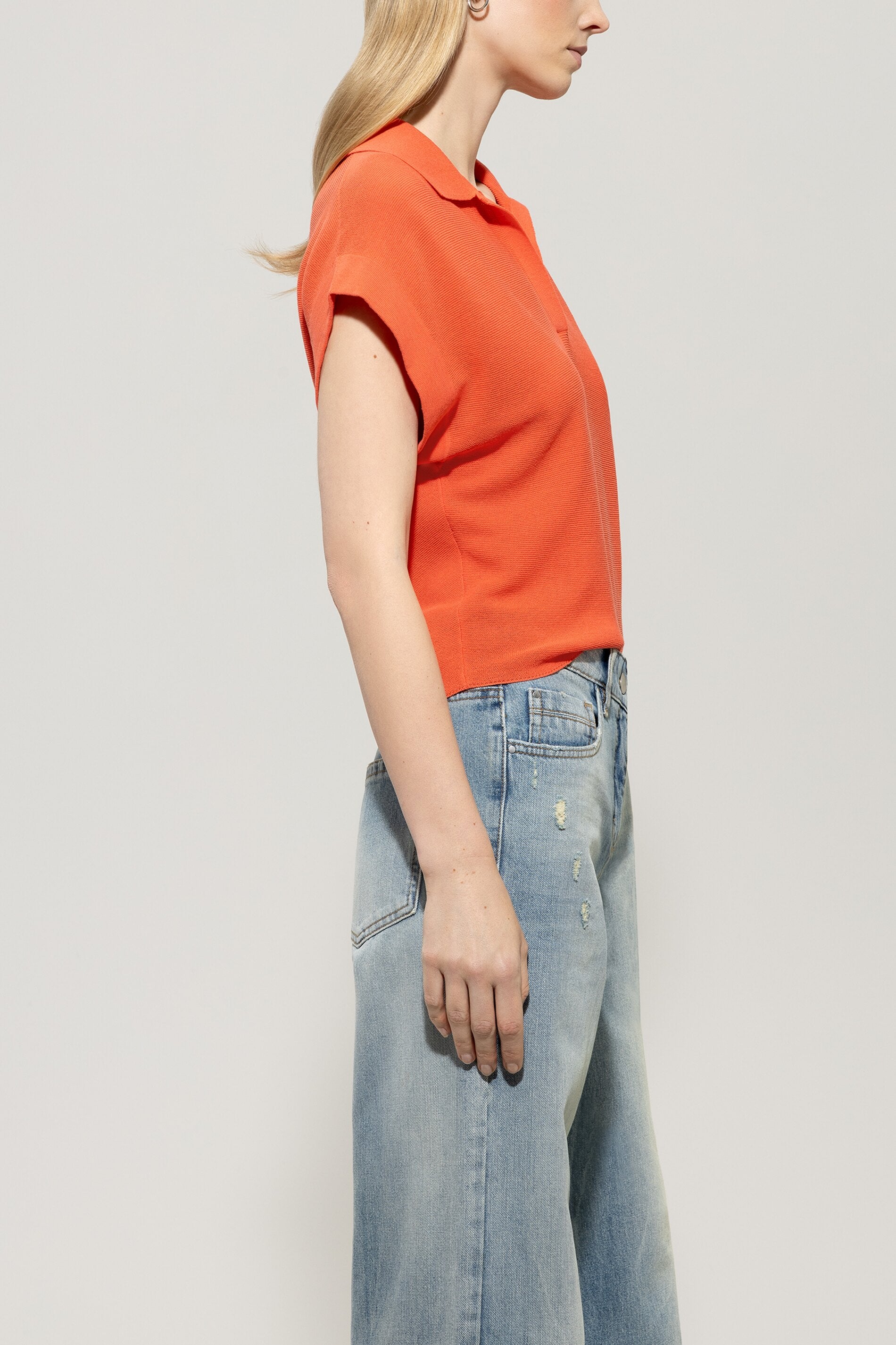 LUISA CERANO CORAL COTTON POLO SHIRT 118637 125