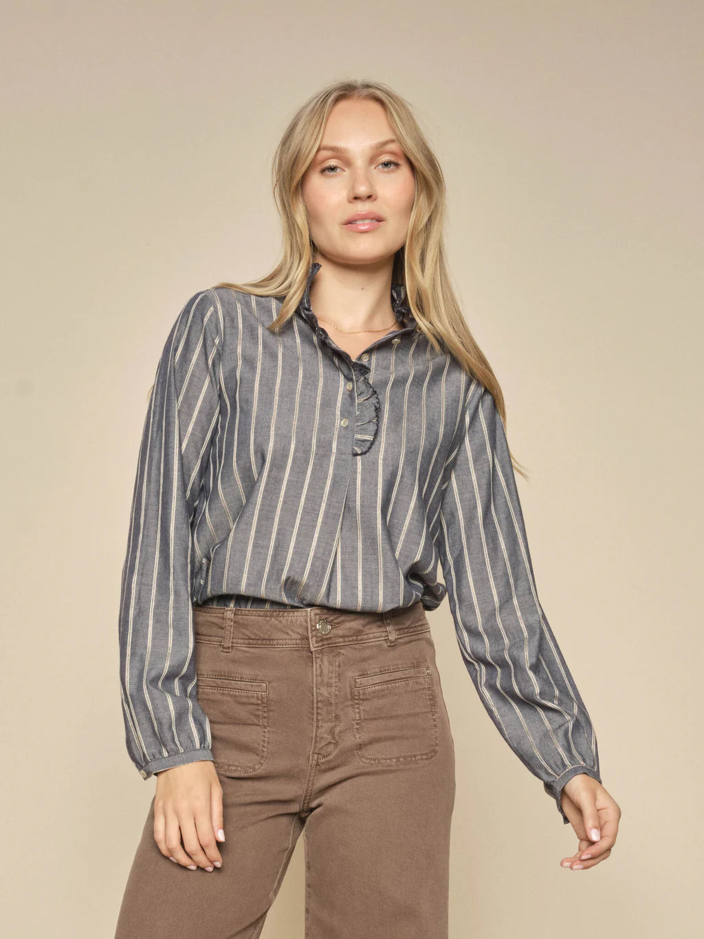 MOS MOSH  MMBiles Stripe Blouse NAVY 164290 224