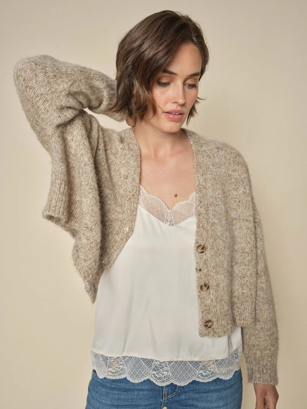 MOS MOSH  MMZela Warm Knit Cardigan TAN 165780 224