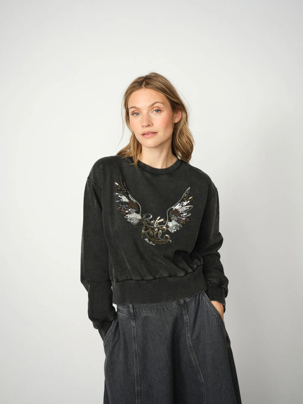 MOS MOSH GREY MMCOSETTE O-LS DECO SWEATSHIRT 172810 225