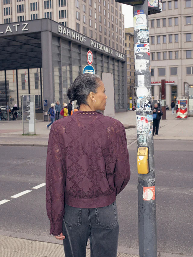 MOS MOSH BURGUNDY MMMONIA YEN LACE SHIRT 173470 225