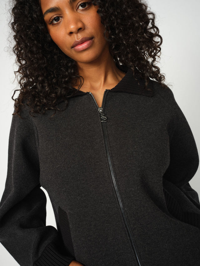 MOS MOSH GREY MMELIANA WOOL KNIT CARDIGAN 173810 225