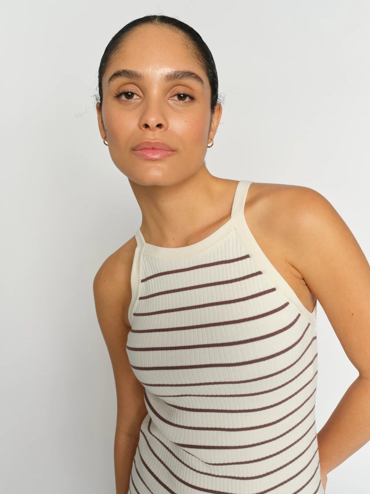 MOS MOSH MMIMANJA CALIZ STRIPE KNIT TOP BROWN 176720 126