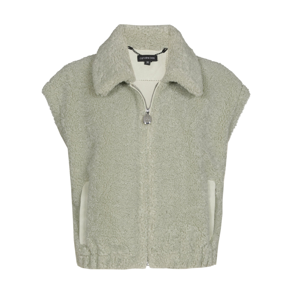 CAROLINE BISS GREEN FAUX FUR BODYWARMER 4436 63 226