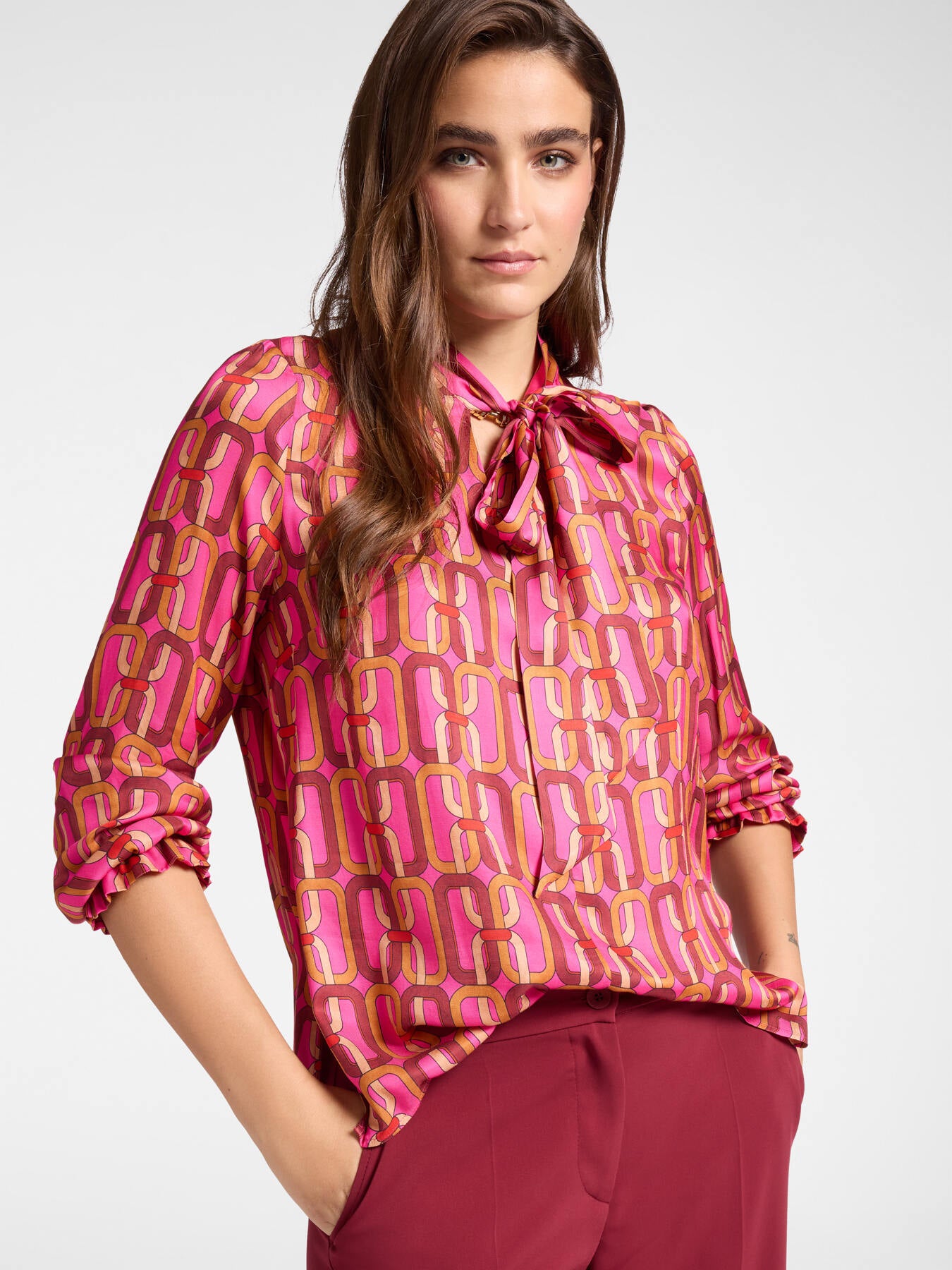 ELENA MIRO PINK CHAIN BOW BLOUSE 2119P3134 225