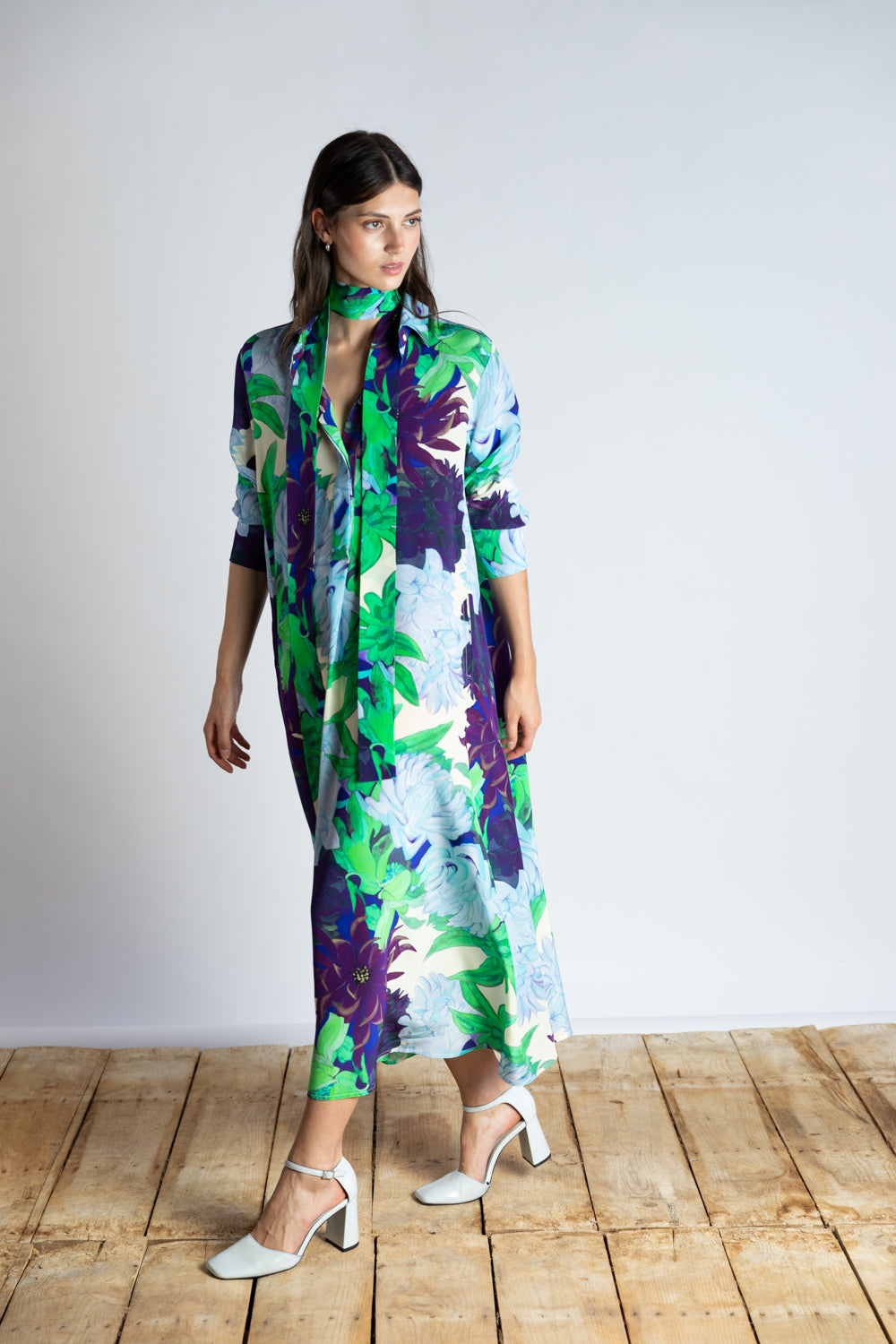 PSOPHIA FLORAL PRINT SHIRT DRESS 213DRS2204 125