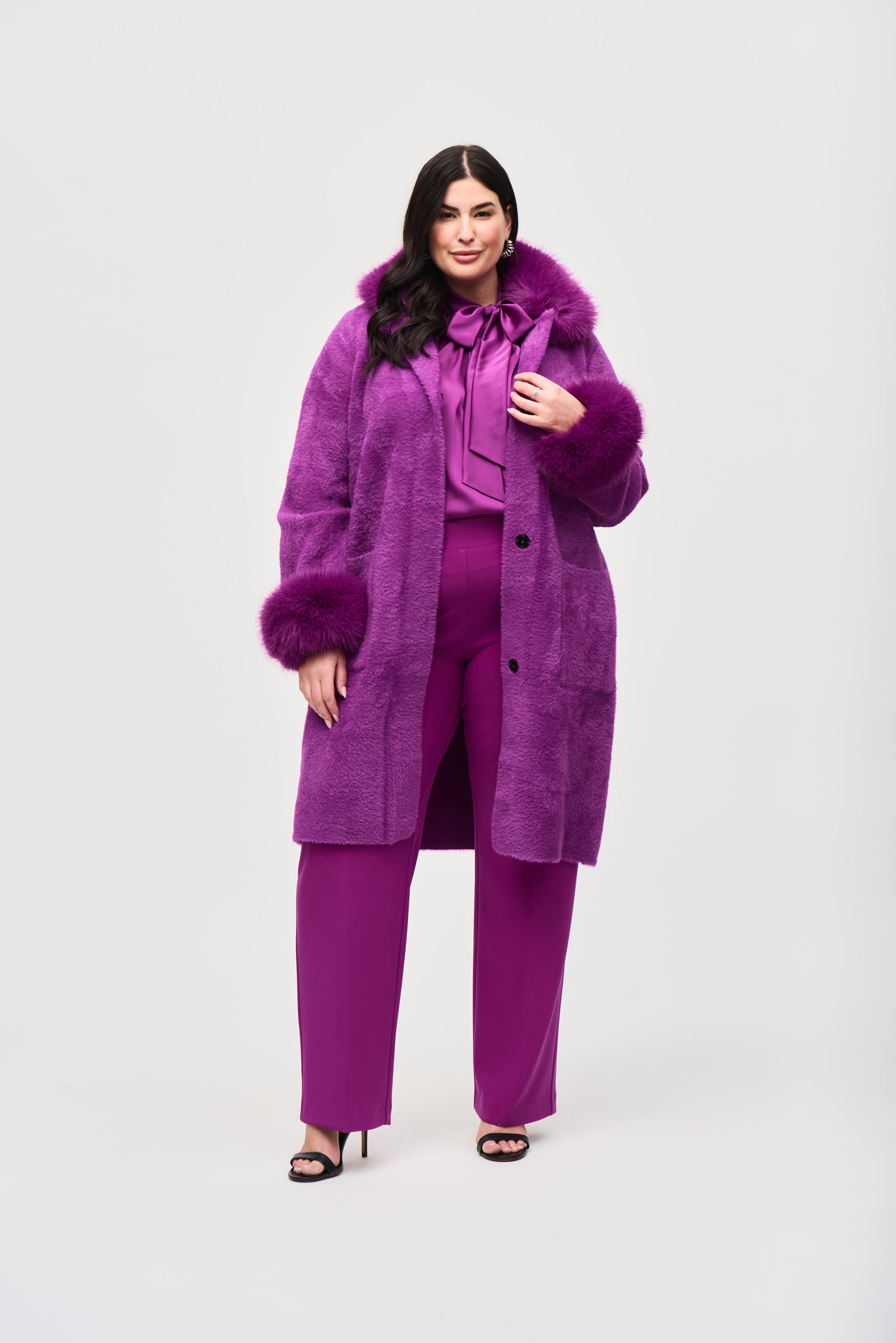 JOSEPH RIBKOFF PURPLE FUR JACKET 243923 224