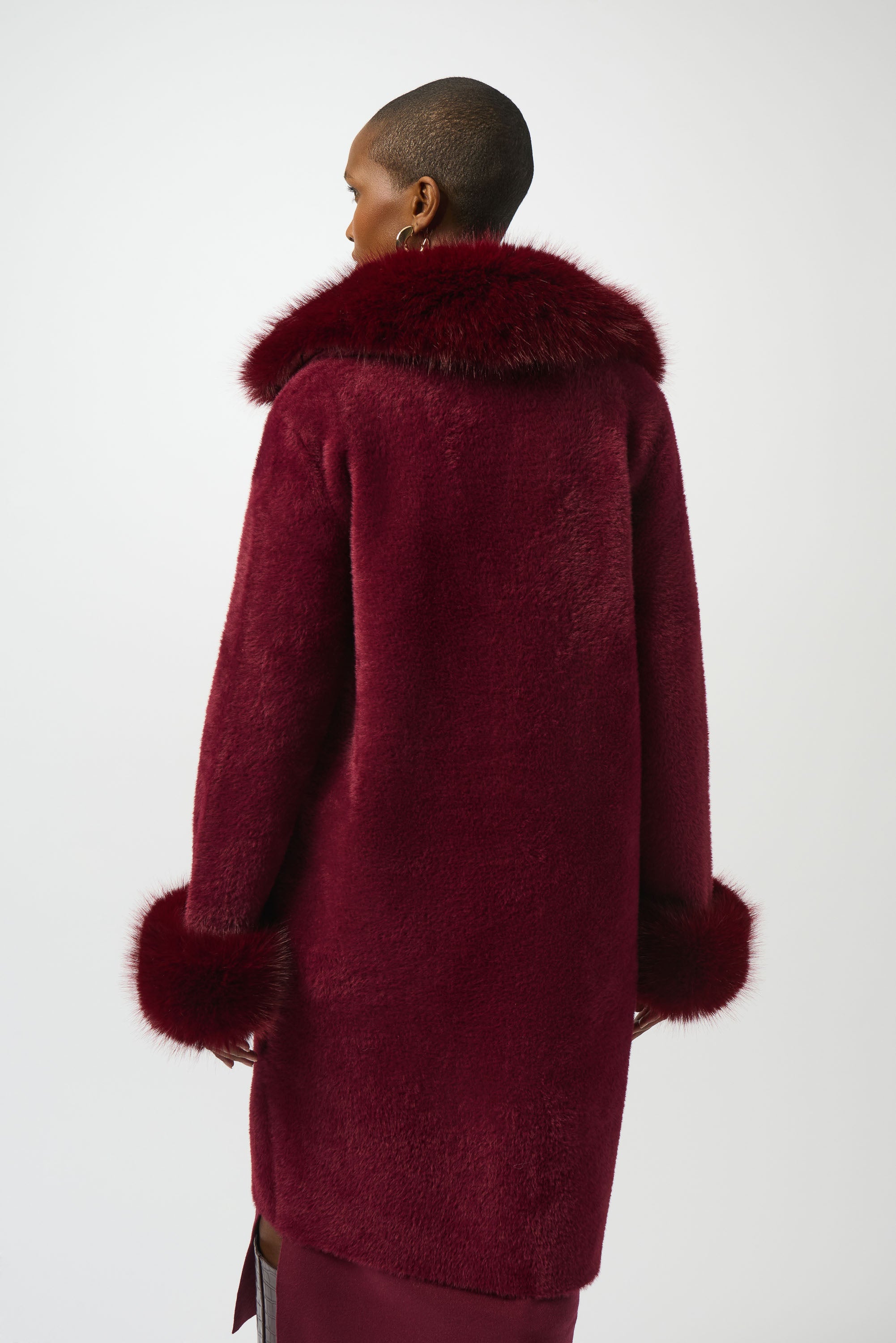 JOSEPH RIBKOFF MERLOT FAUX FUR COAT 243923F25-4433 225