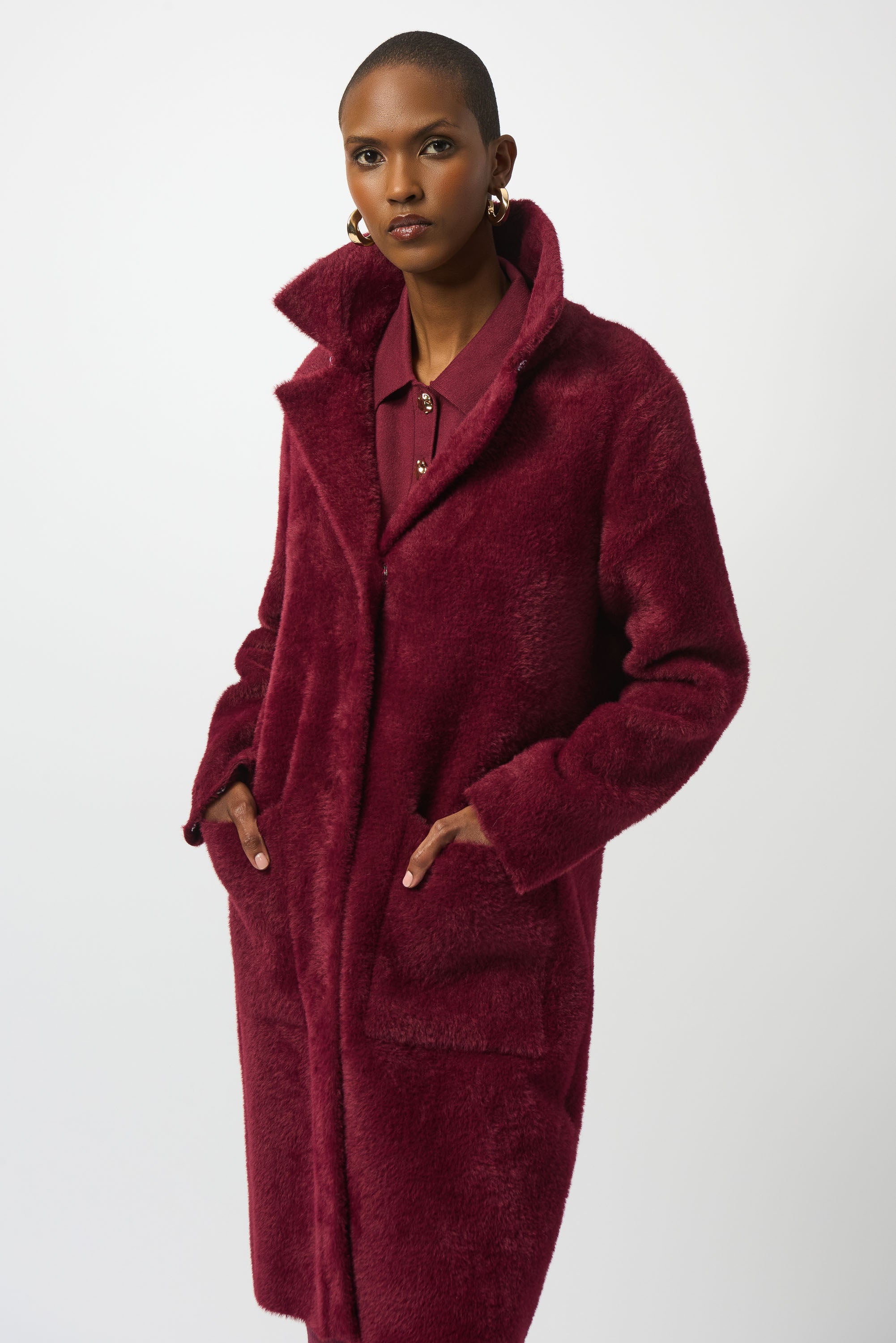 JOSEPH RIBKOFF MERLOT FAUX FUR COAT 243923F25-4433 225