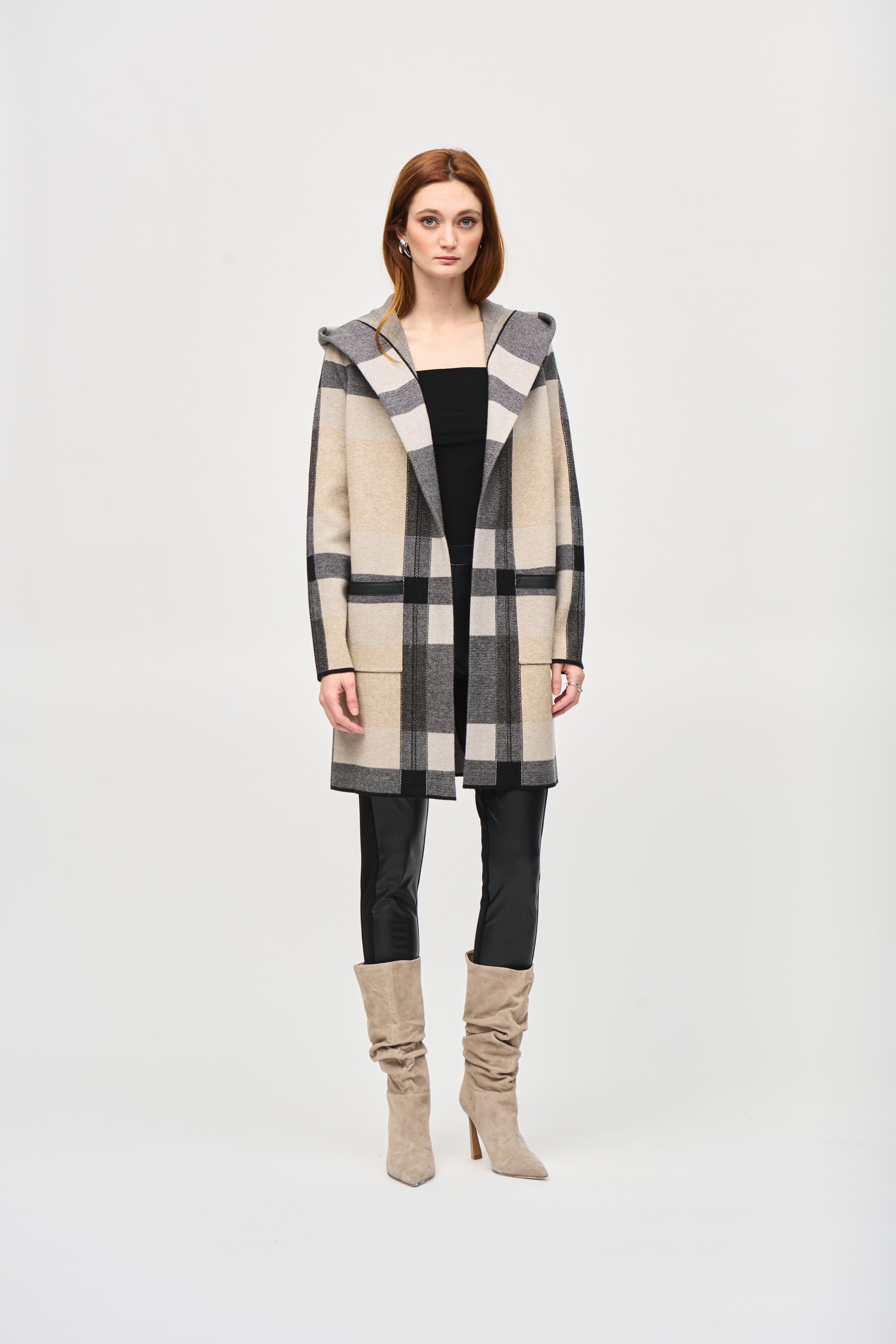 JOSEPH RIBKOFF PLAID KNIT COVERUP 243925 224