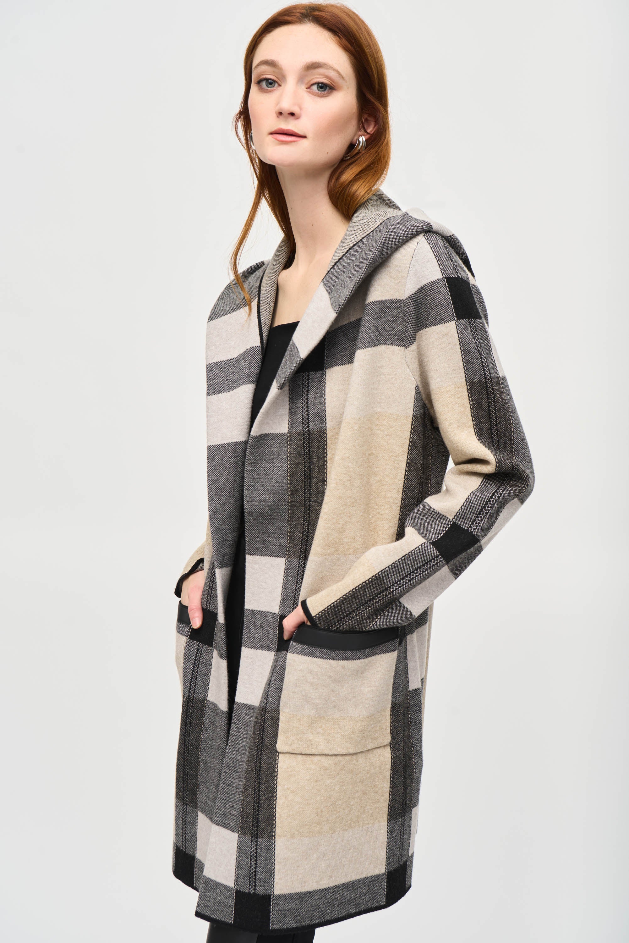 JOSEPH RIBKOFF PLAID KNIT COVERUP 243925 224