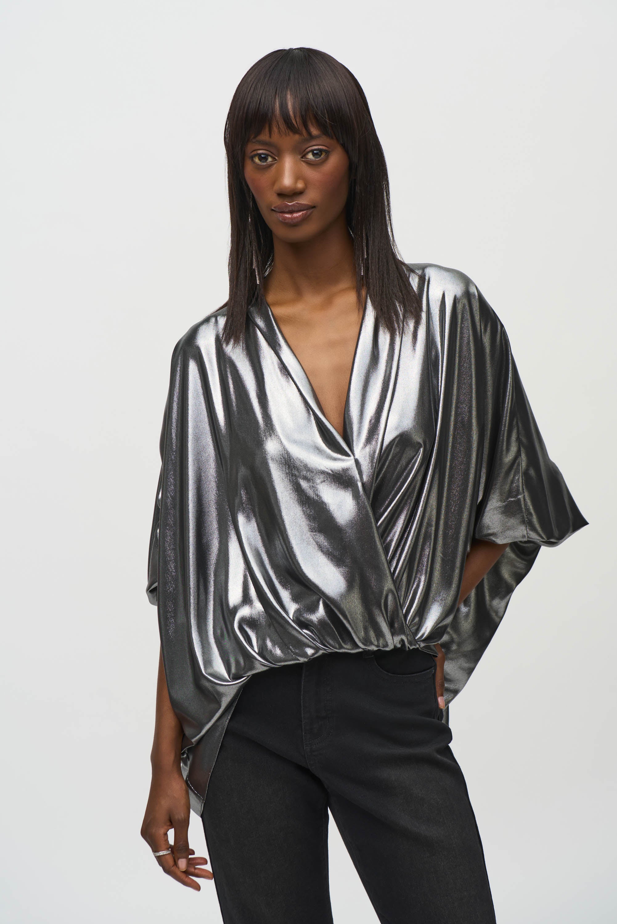 JOSEPH RIBKOFF SILVER METALLIC TOP 244232 224