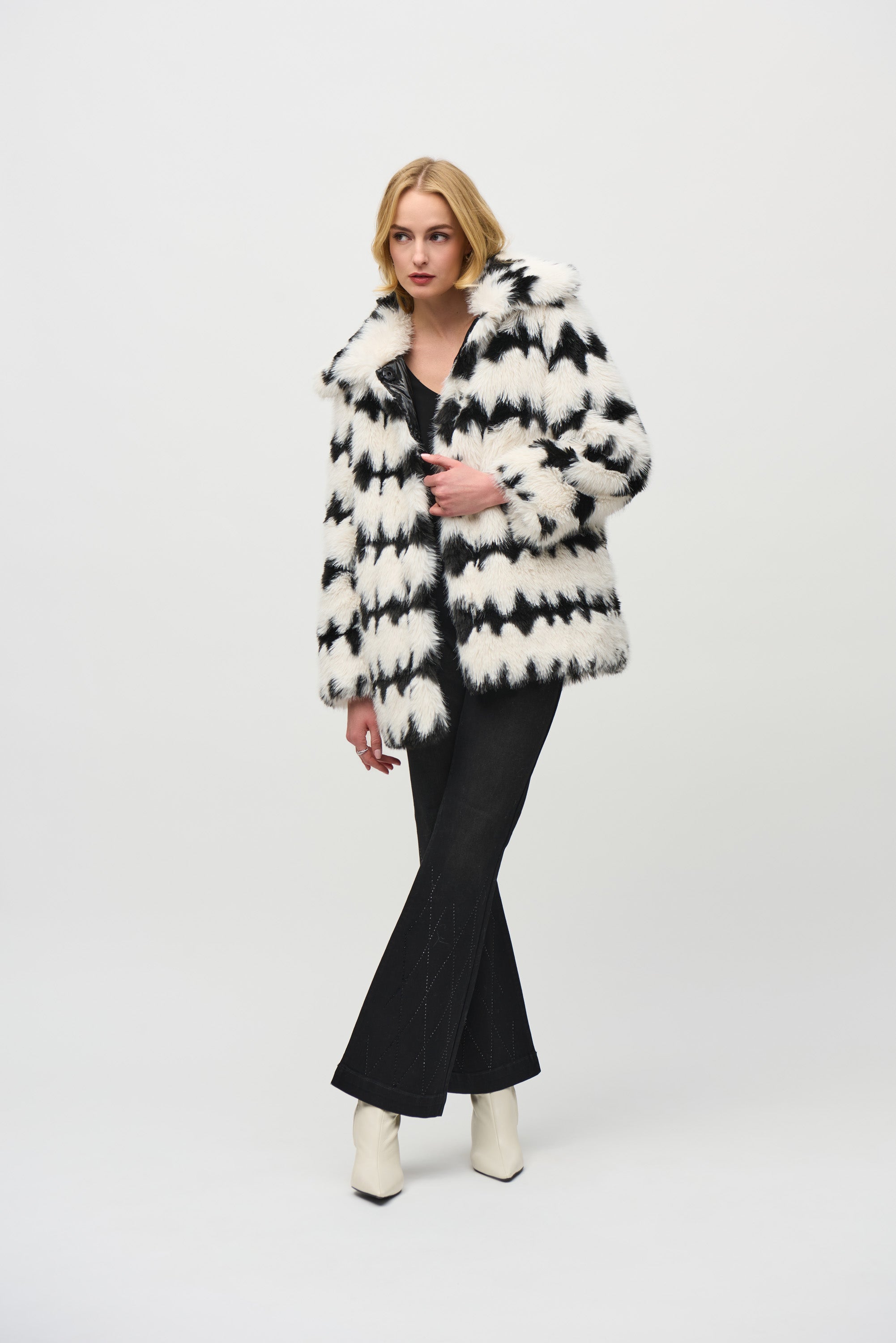 JOSEPH RIBKOFF REVERSIBLE FAUX FUR STRIPE COAT 244900 224