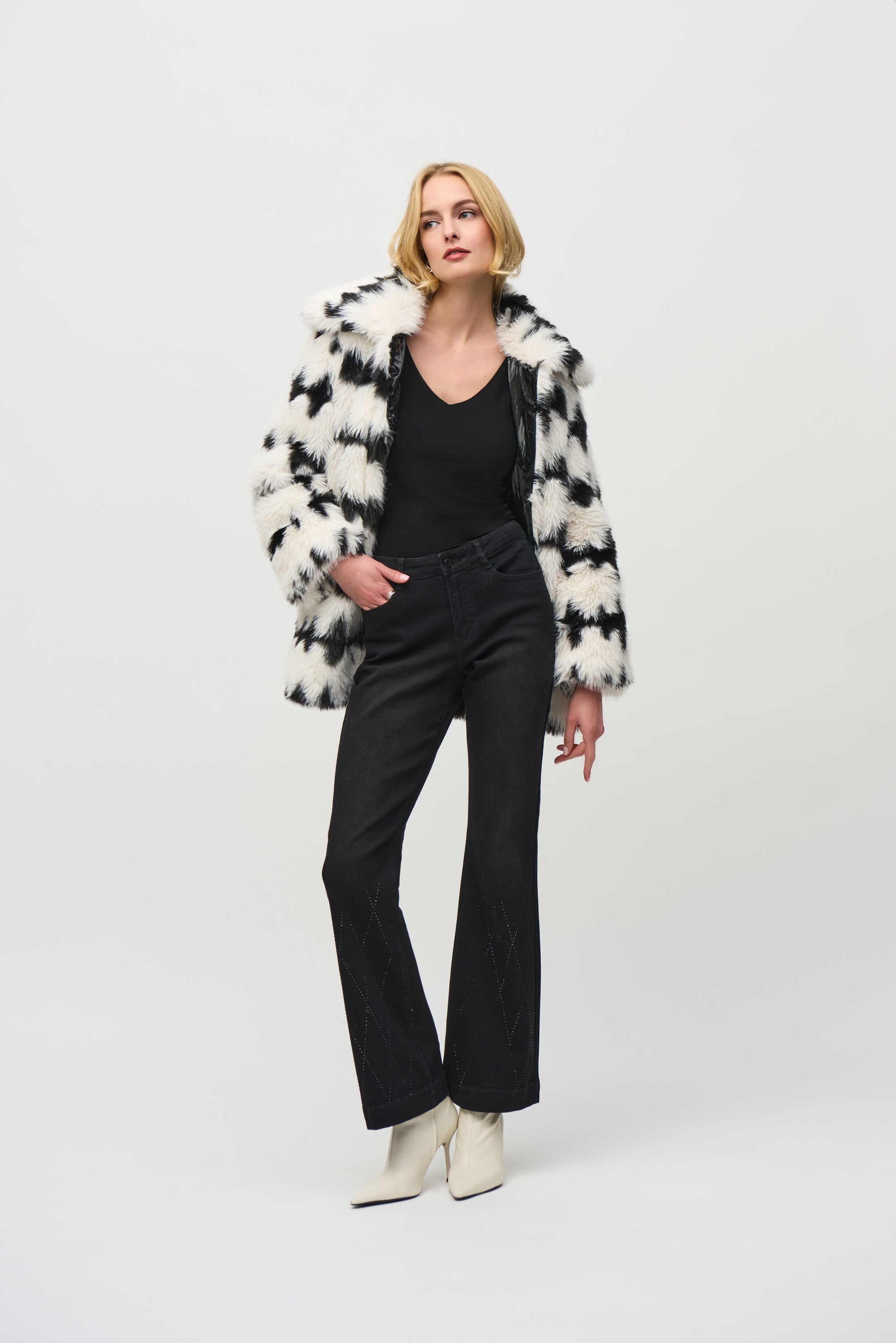 JOSEPH RIBKOFF REVERSIBLE FAUX FUR STRIPE COAT 244900 224