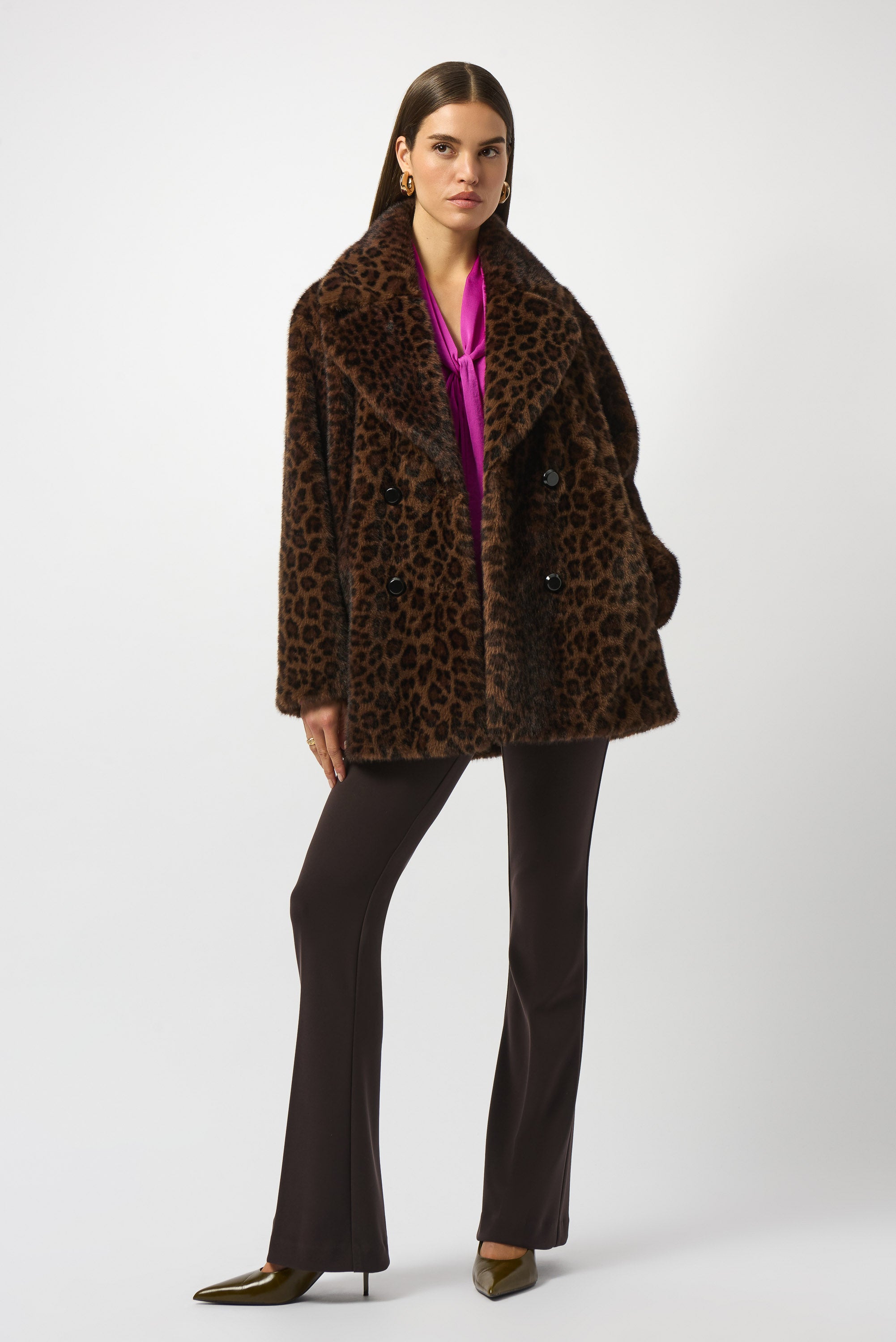 JOSEPH RIBKOFF FUR LEOPARD PRINT COAT 253937 225