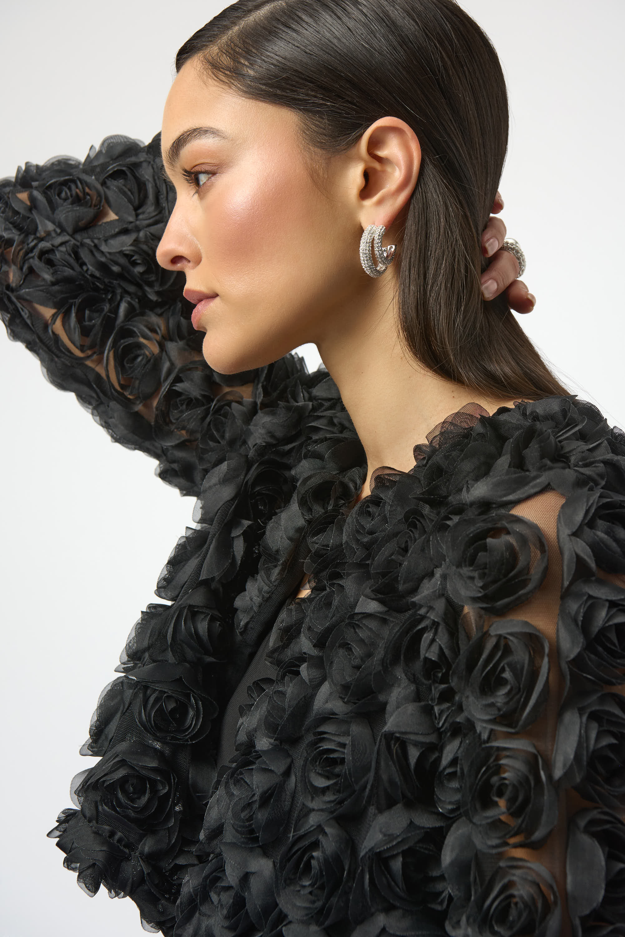 JOSEPH RIBKOFF  BLACK FLOWER JACKET 254180-11- 225