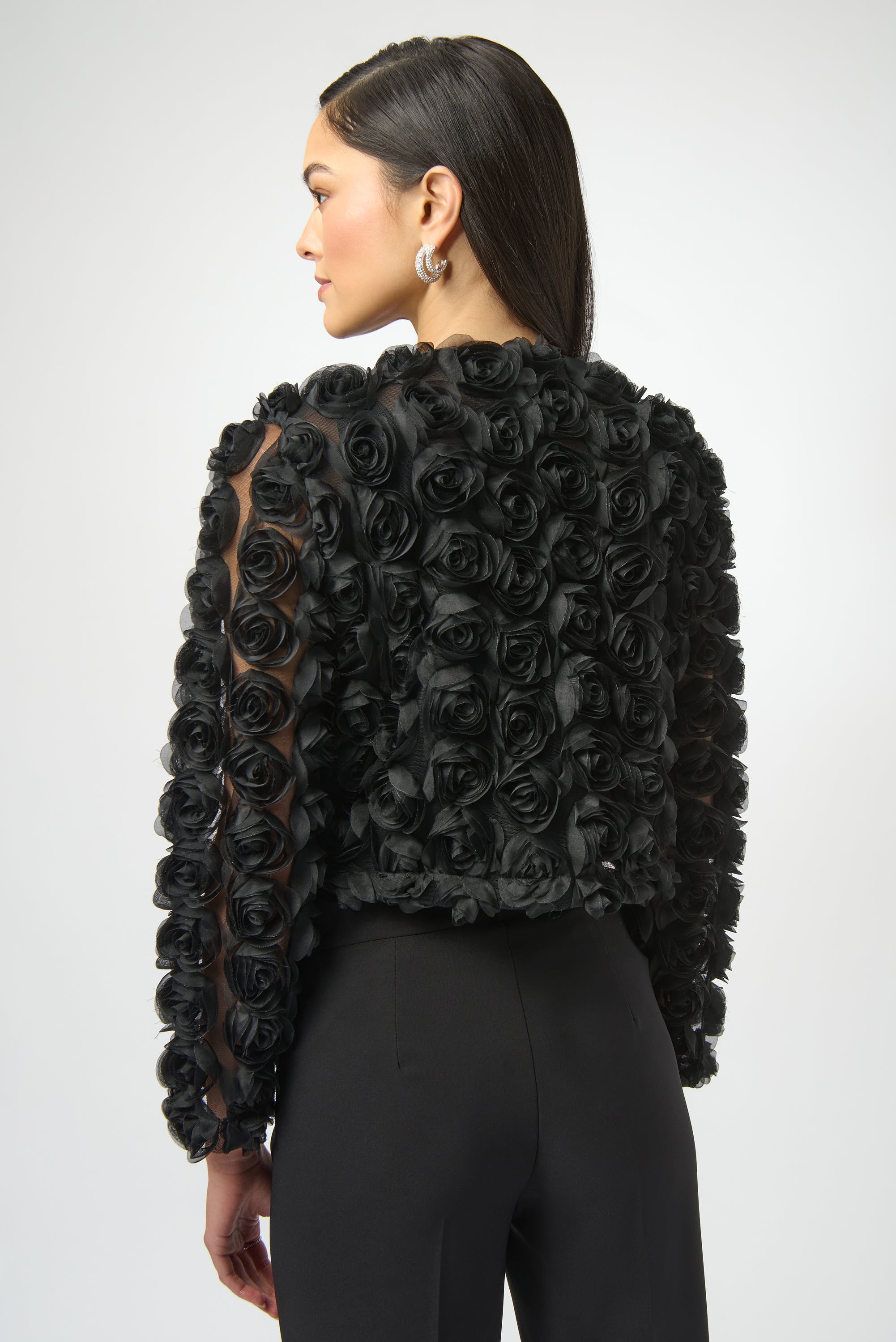 JOSEPH RIBKOFF  BLACK FLOWER JACKET 254180-11- 225
