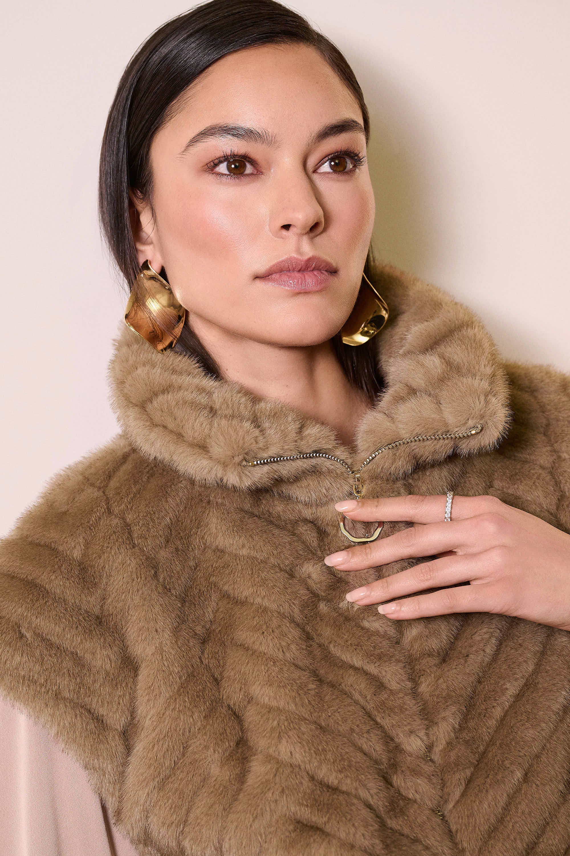 JOSEPH RIBKOFF BEIGE FAUX FUR GILET 254906-4463-225