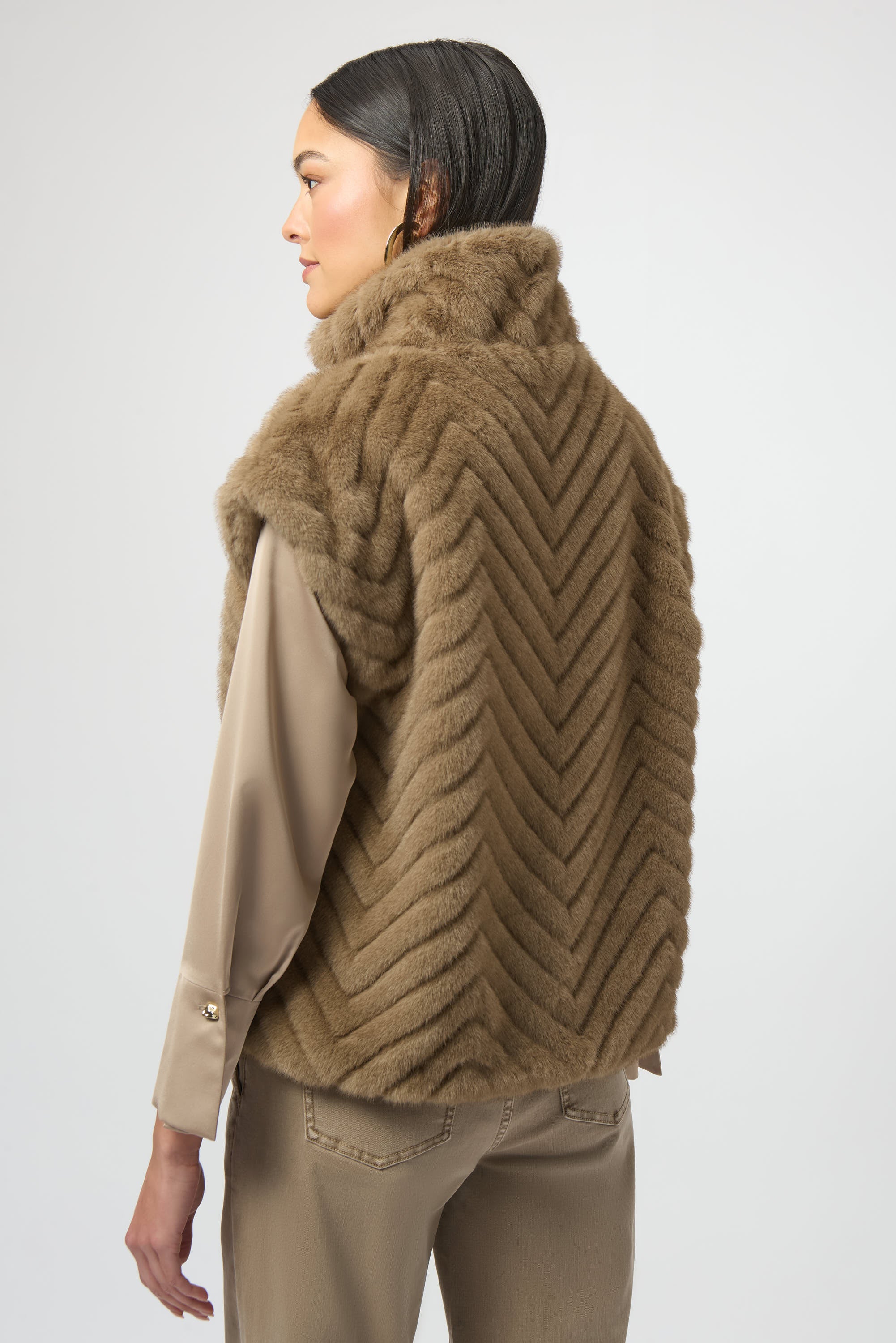 JOSEPH RIBKOFF BEIGE FAUX FUR GILET 254906-4463-225