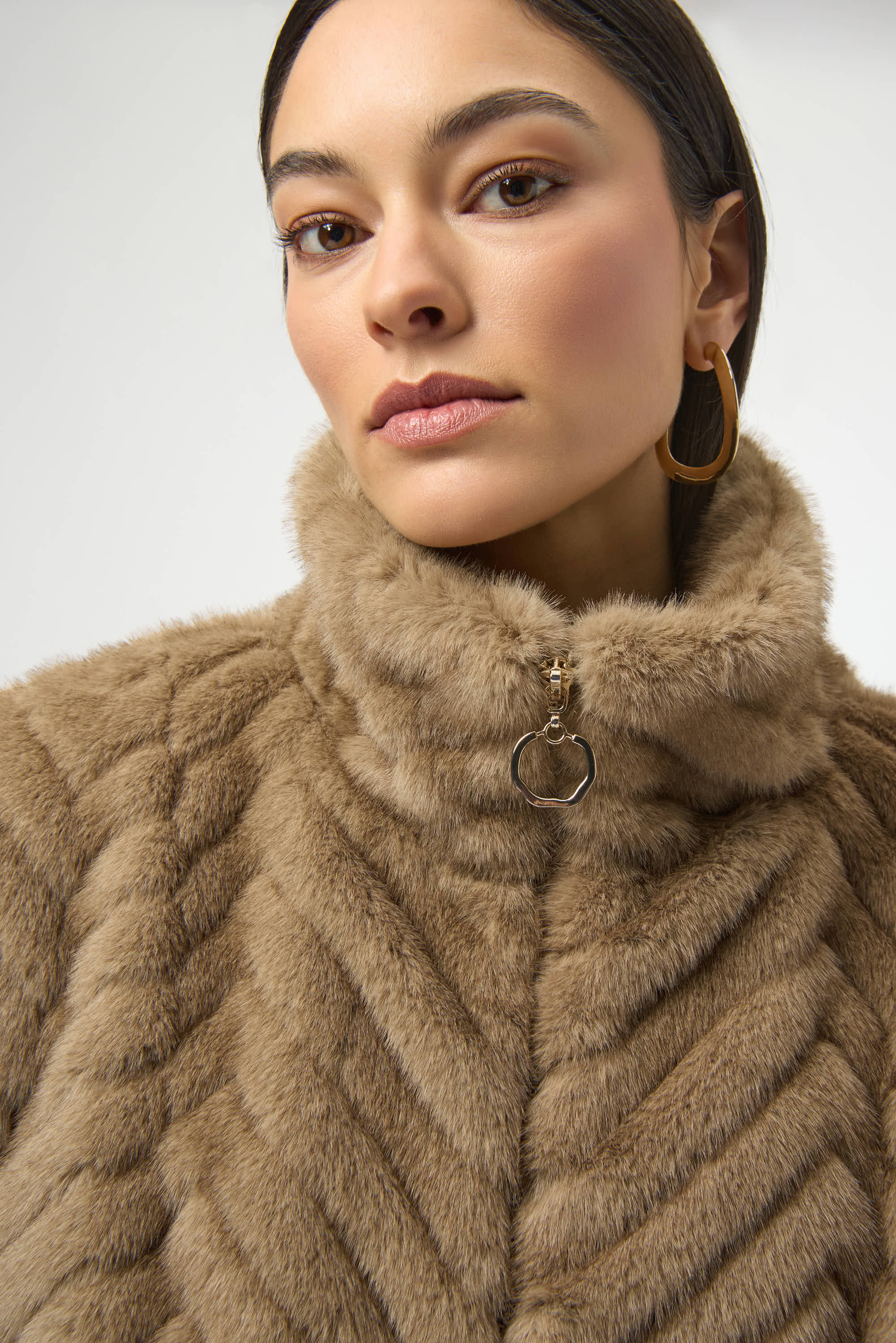 JOSEPH RIBKOFF BEIGE FAUX FUR GILET 254906-4463-225