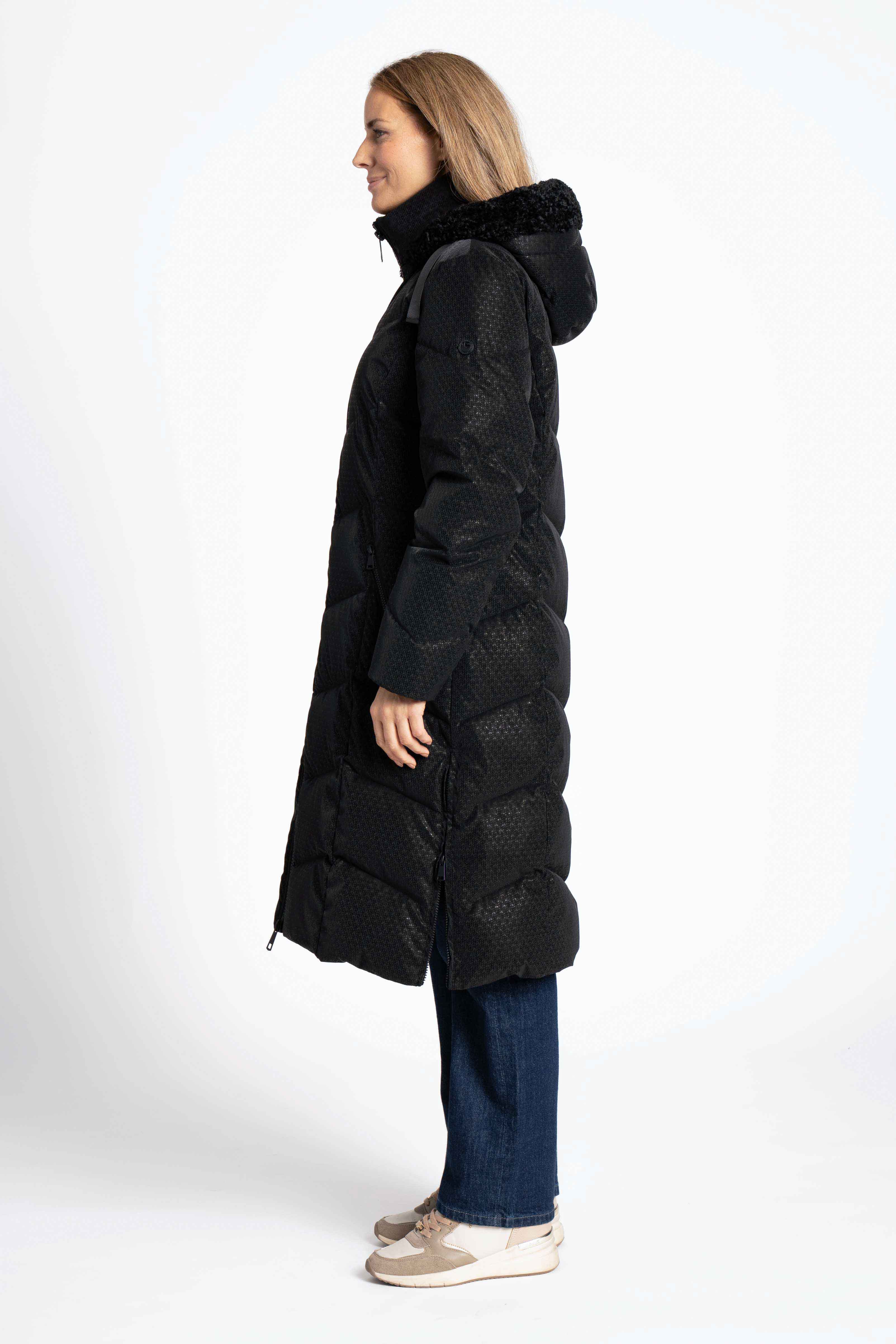 GREEN GOOSE BLACK FUR HOOD COAT 25727835 225