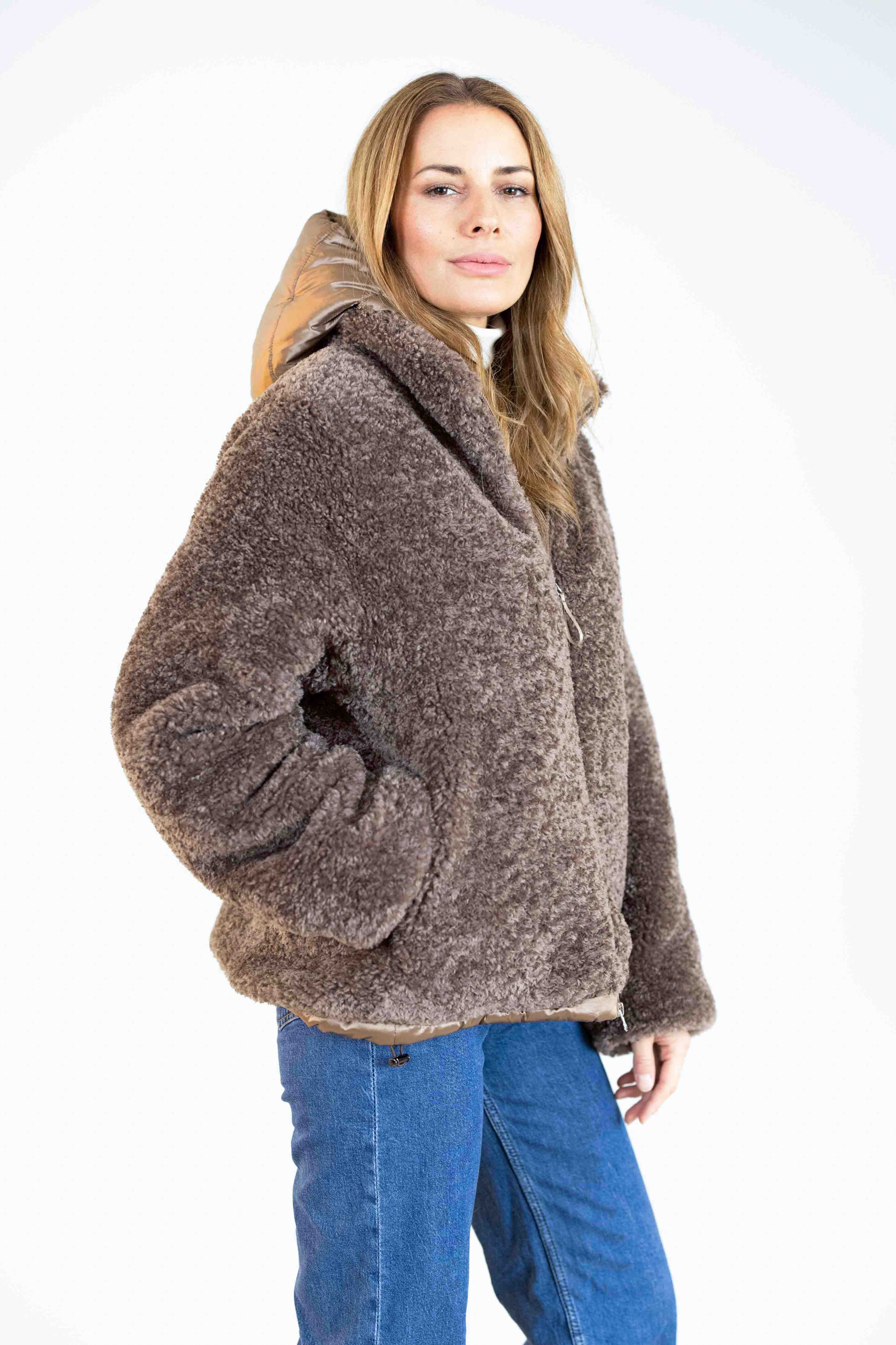 GREEN GOOSE TAN REVERSIBLE SHEARLING COAT 25731909 225