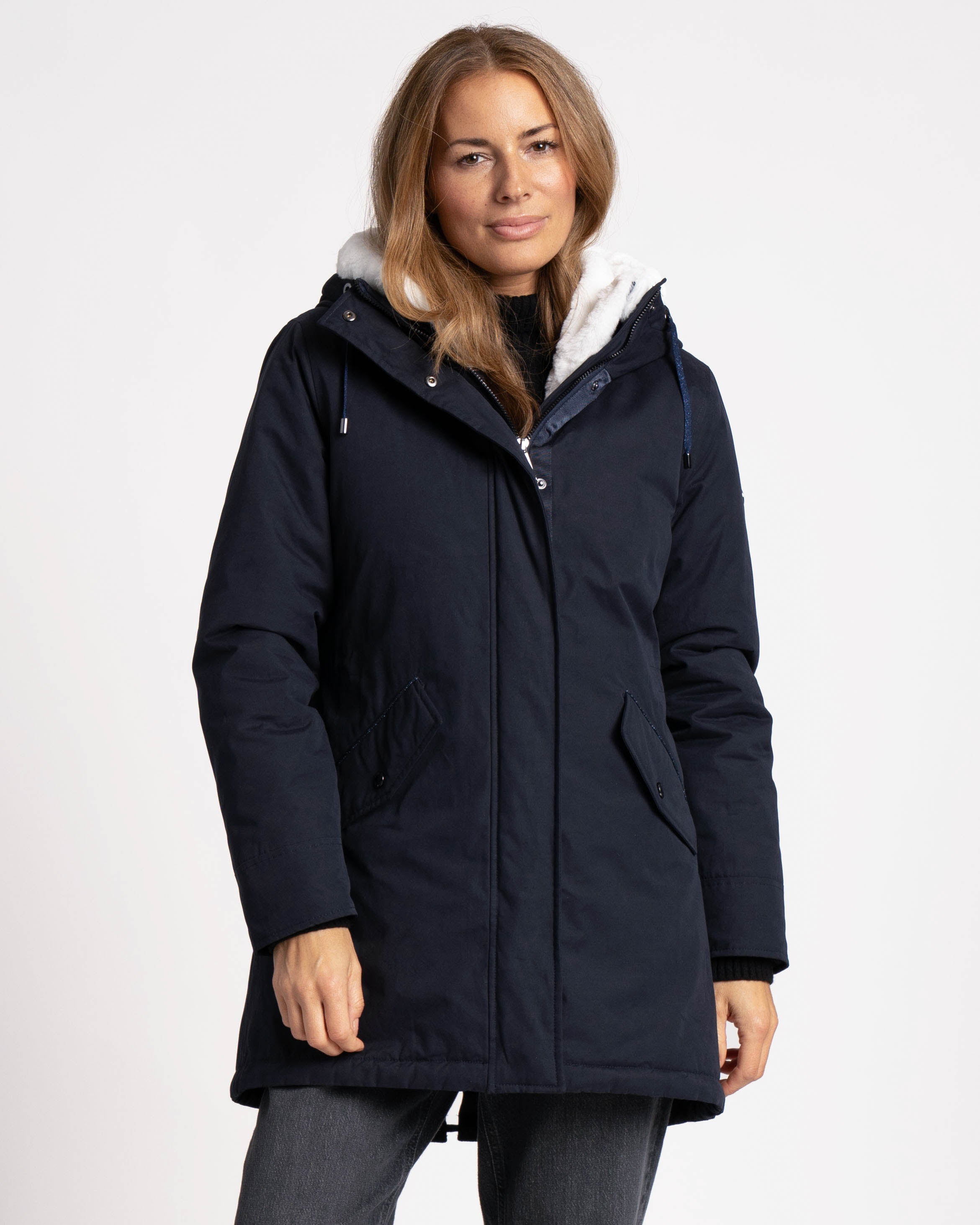 GREEN GOOSE NAVY FUR TRIM COAT 25752994 225