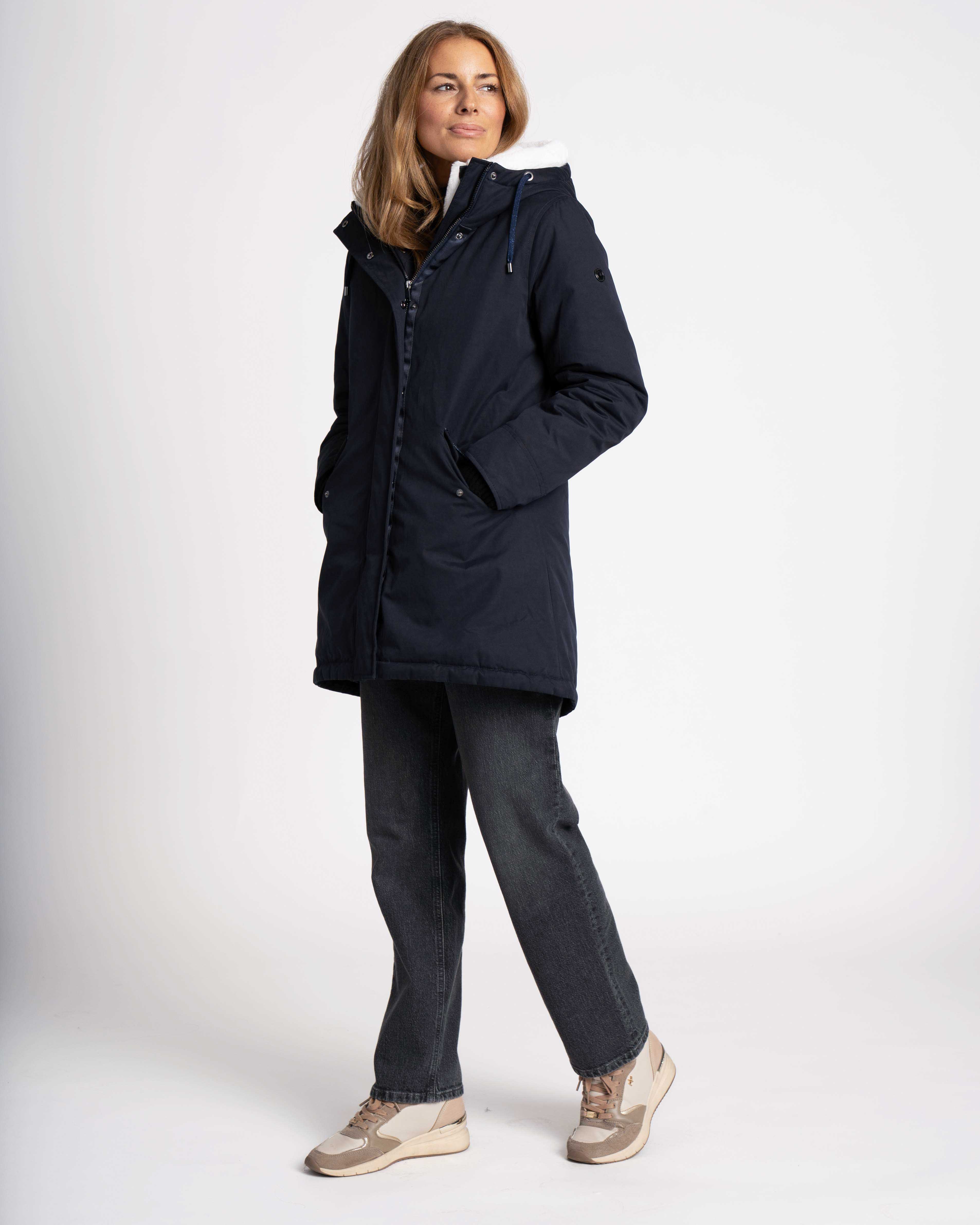 GREEN GOOSE NAVY FUR TRIM COAT 25752994 225