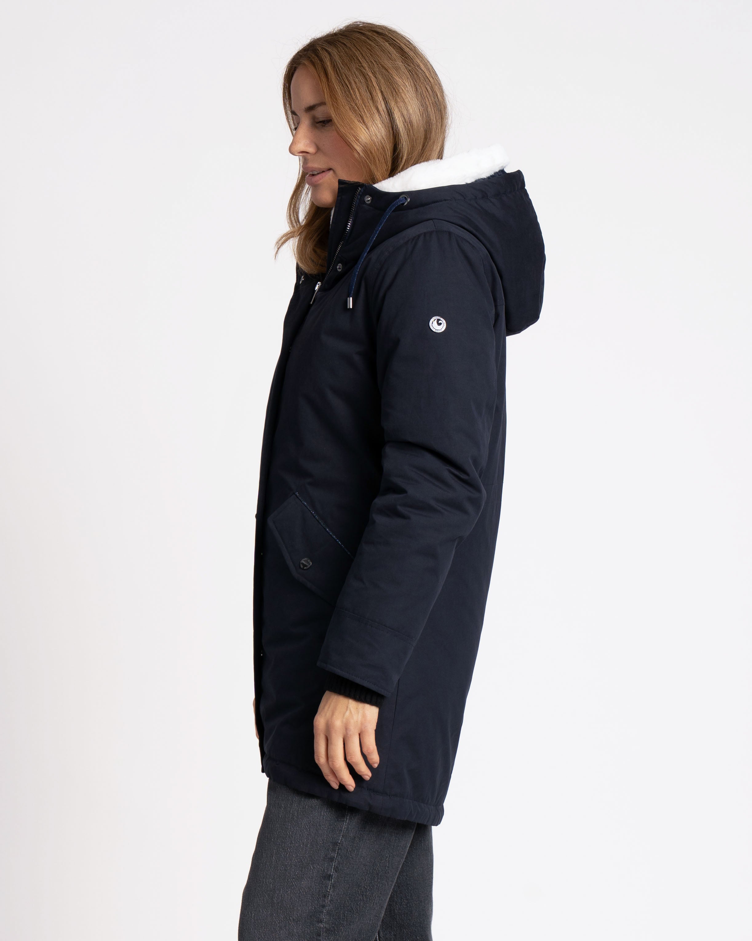 GREEN GOOSE NAVY FUR TRIM COAT 25752994 225