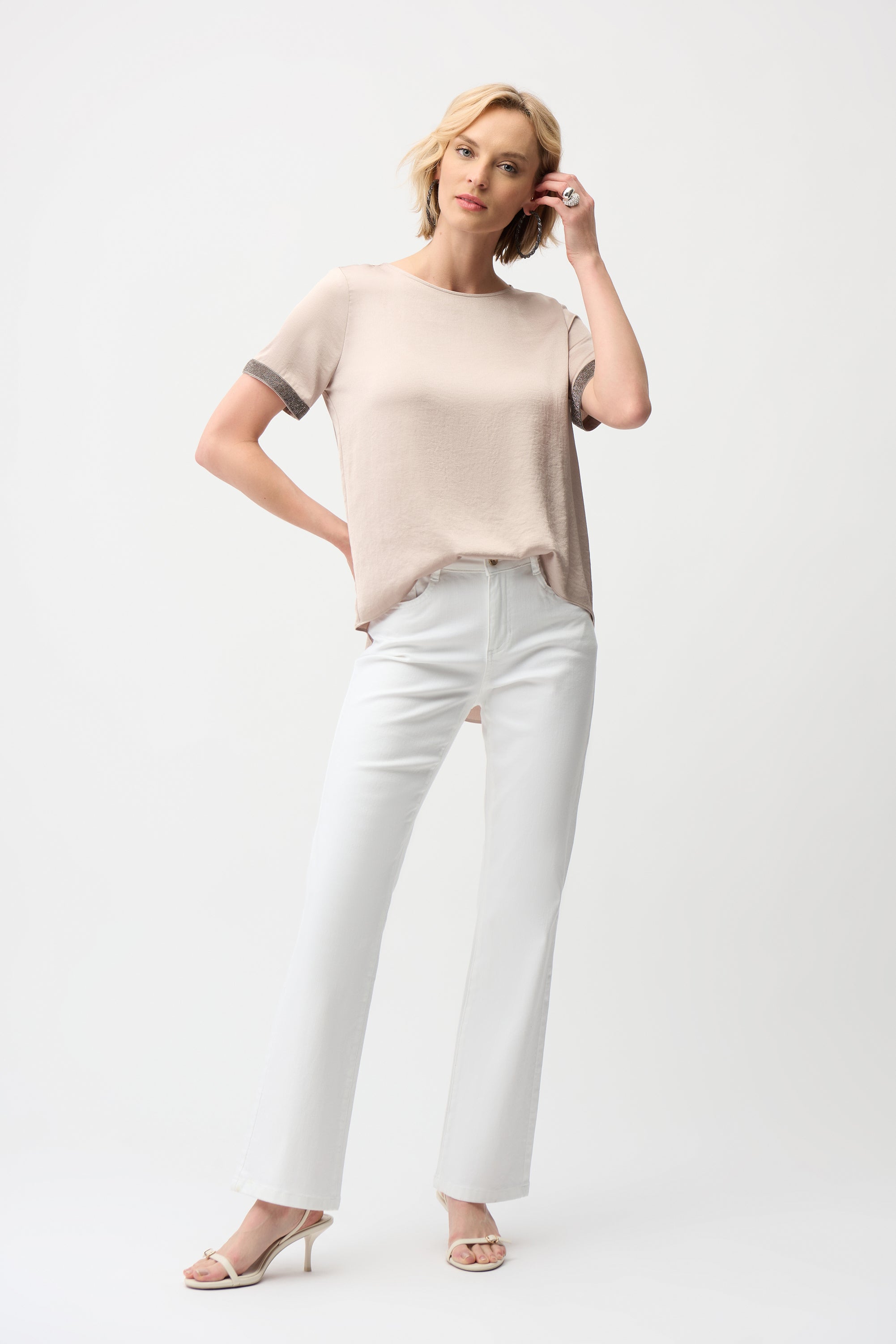 JOSEPH RIBKOFF SATIN BEIGE TOP 261116-4370 126