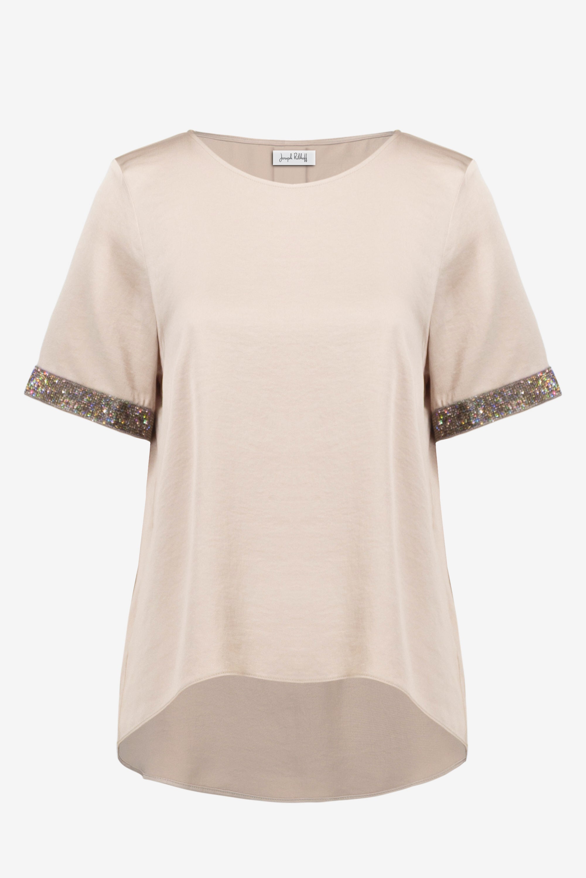 JOSEPH RIBKOFF SATIN BEIGE TOP 261116-4370 126